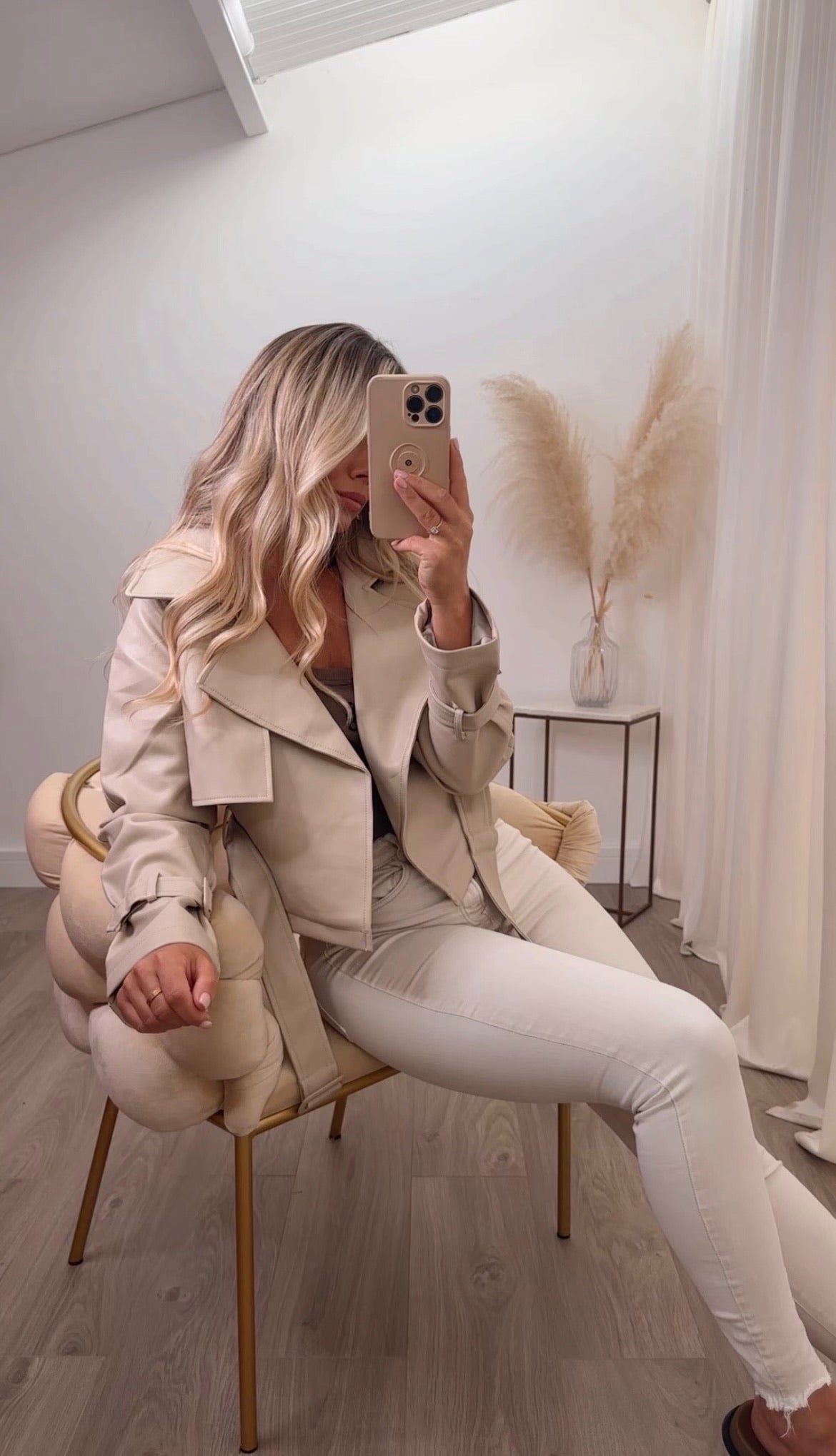 Faux Leather Crop Jacket Nude