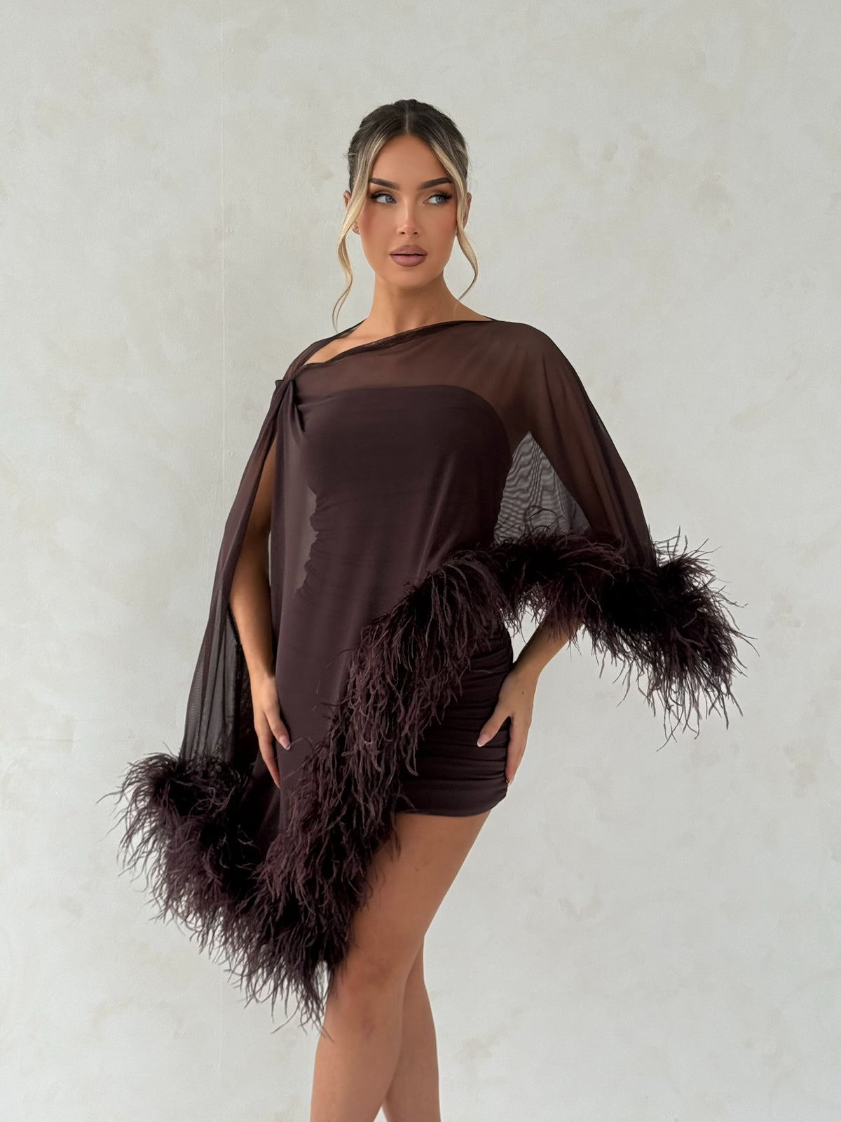 Cindy Cape Top Two Piece Set Chocolate Brown
