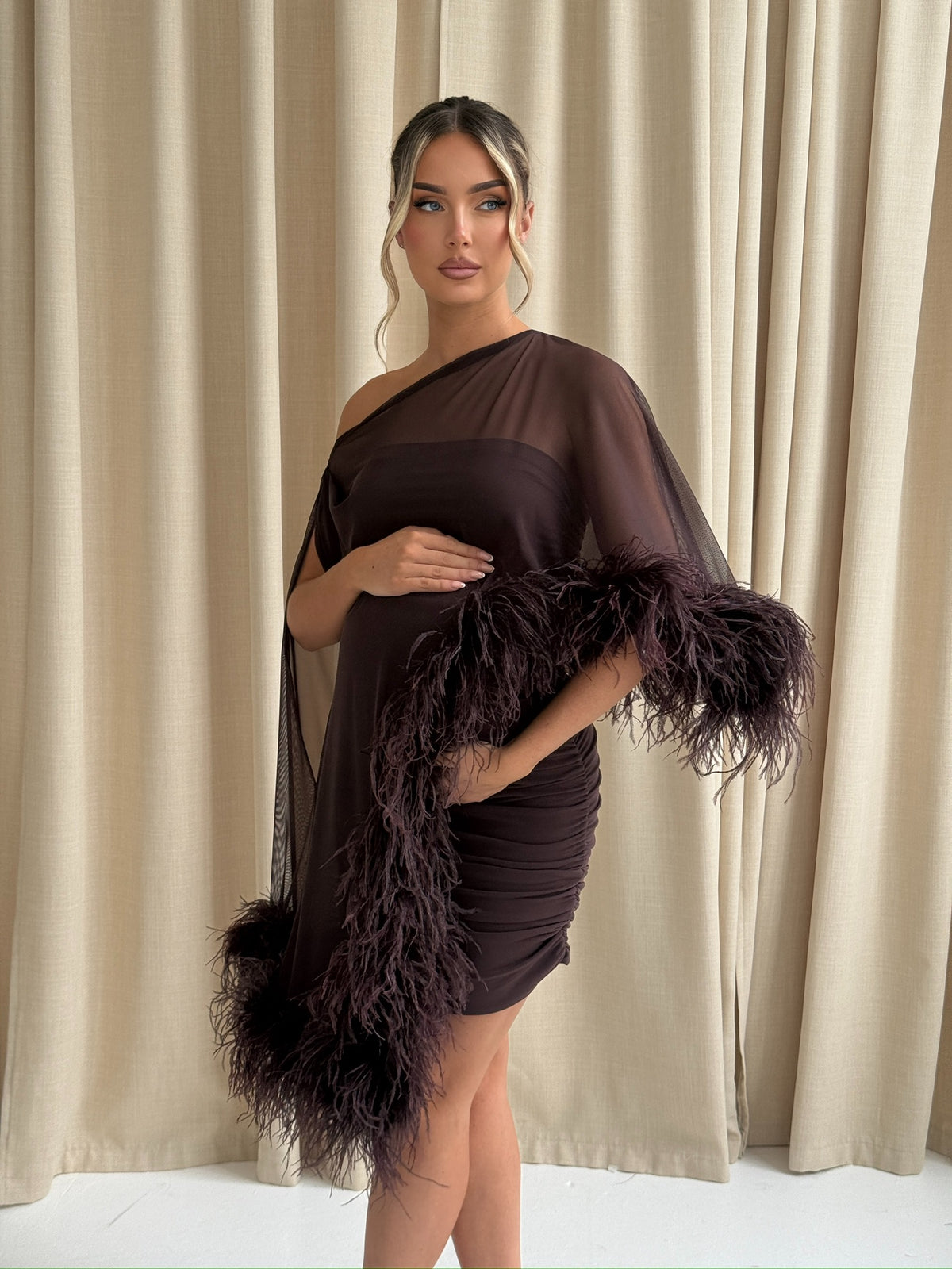 Cindy Cape Top Two Piece Maternity Set chocolate brown