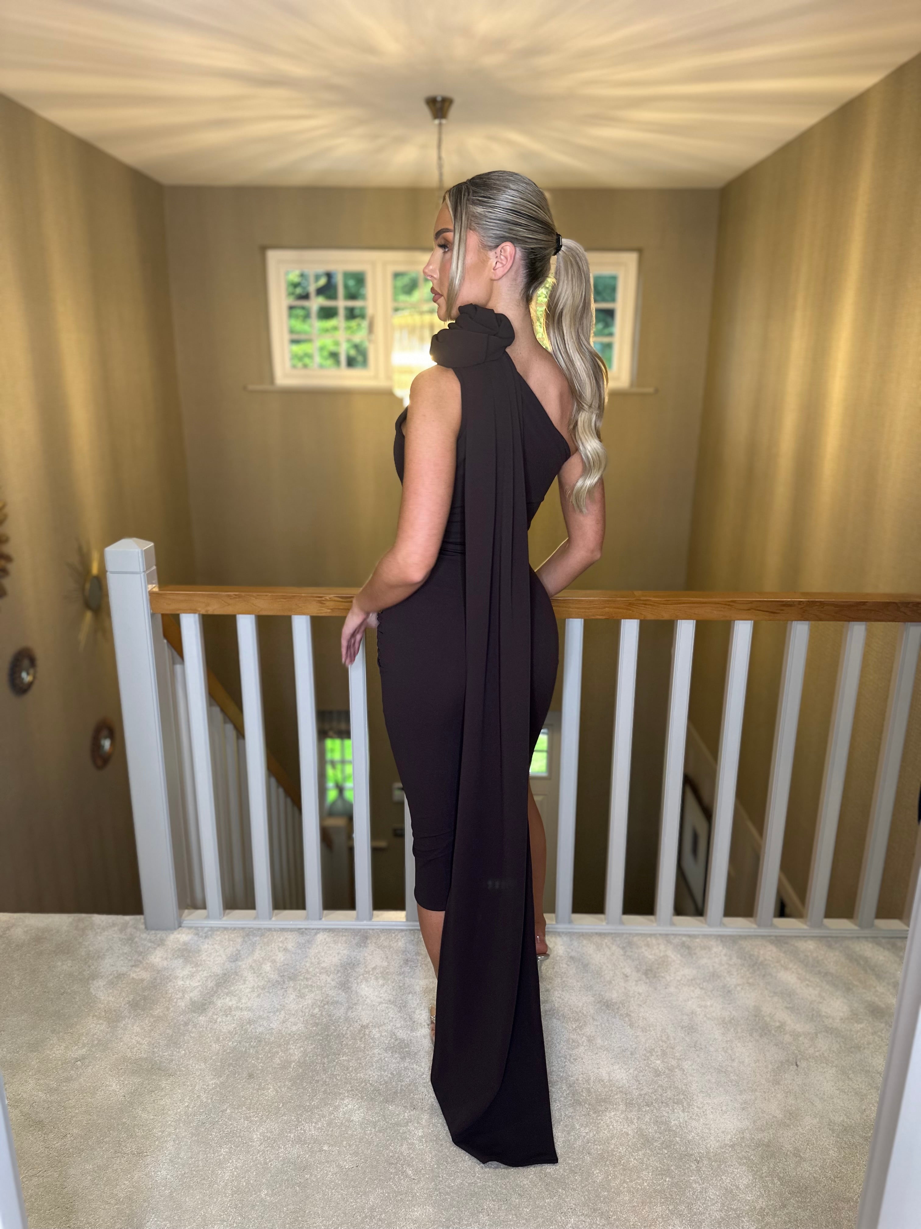 Maya Midi Dress Chocolate Brown