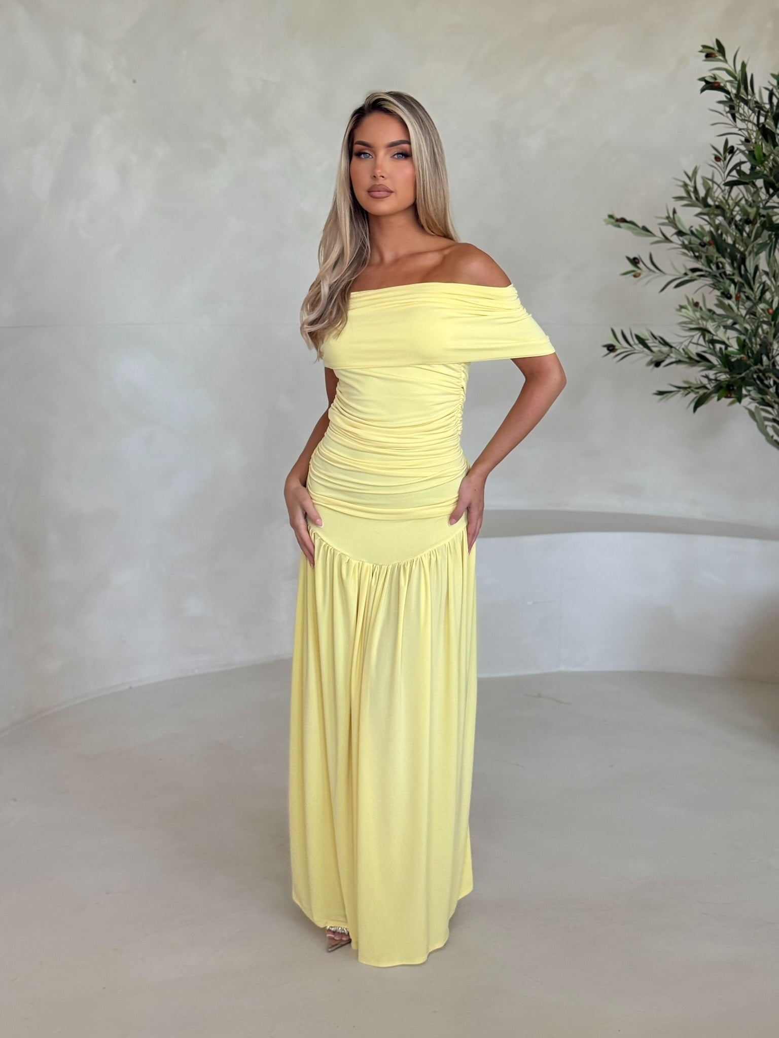 sachin and babi light blue dress Isla Off The Shoulder Maxi Dress Yellow | Luxury Maternity Clothes