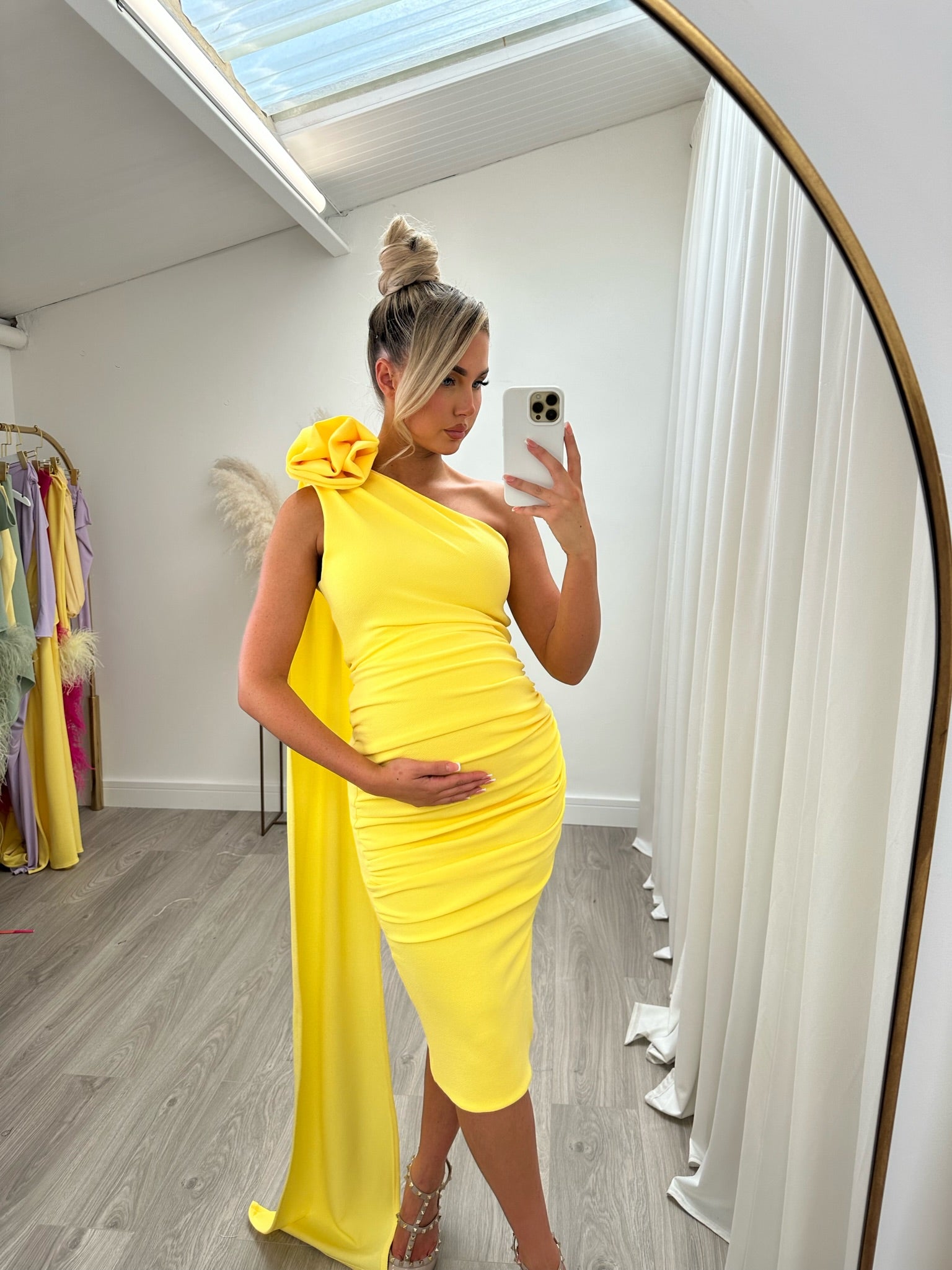 Maya Maternity Midi Dress Yellow