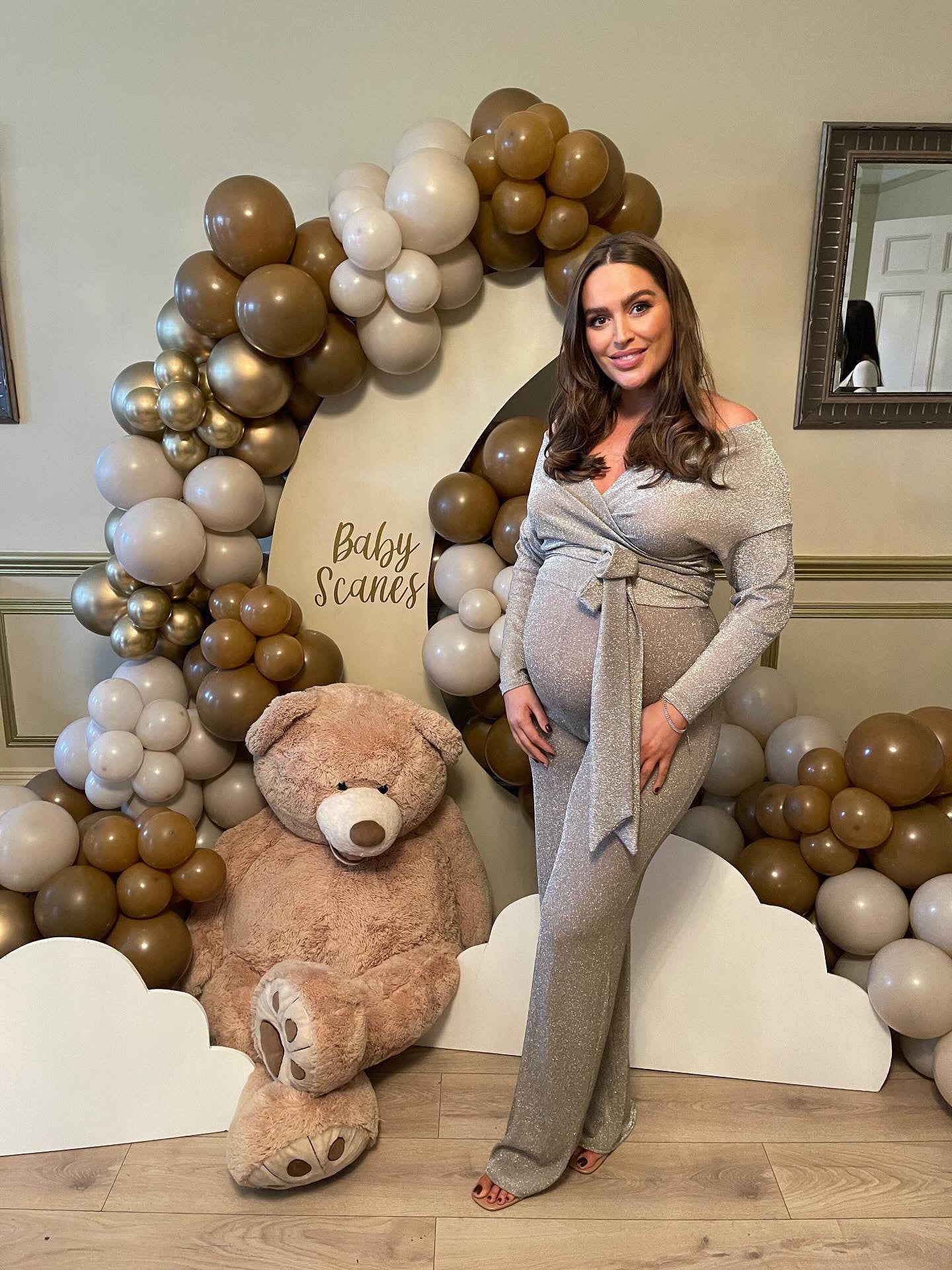 Maddie Maternity Jumpsuit Gold Glitter