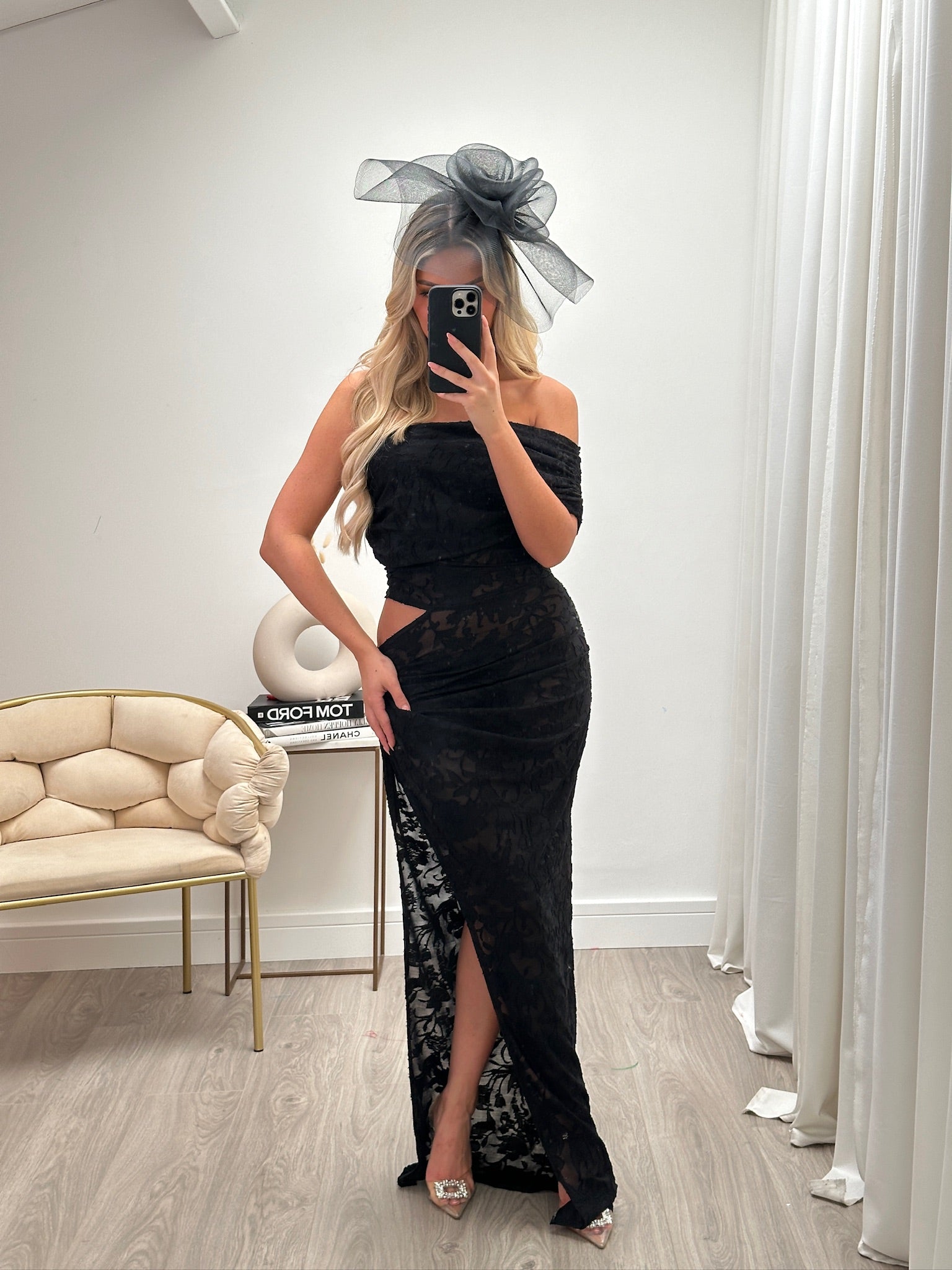 Swirl Fascinator Headband Black