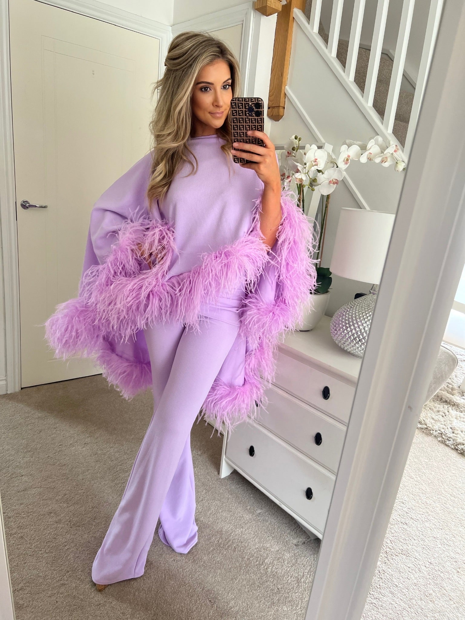 Kylie Cape Trouser Set Lilac