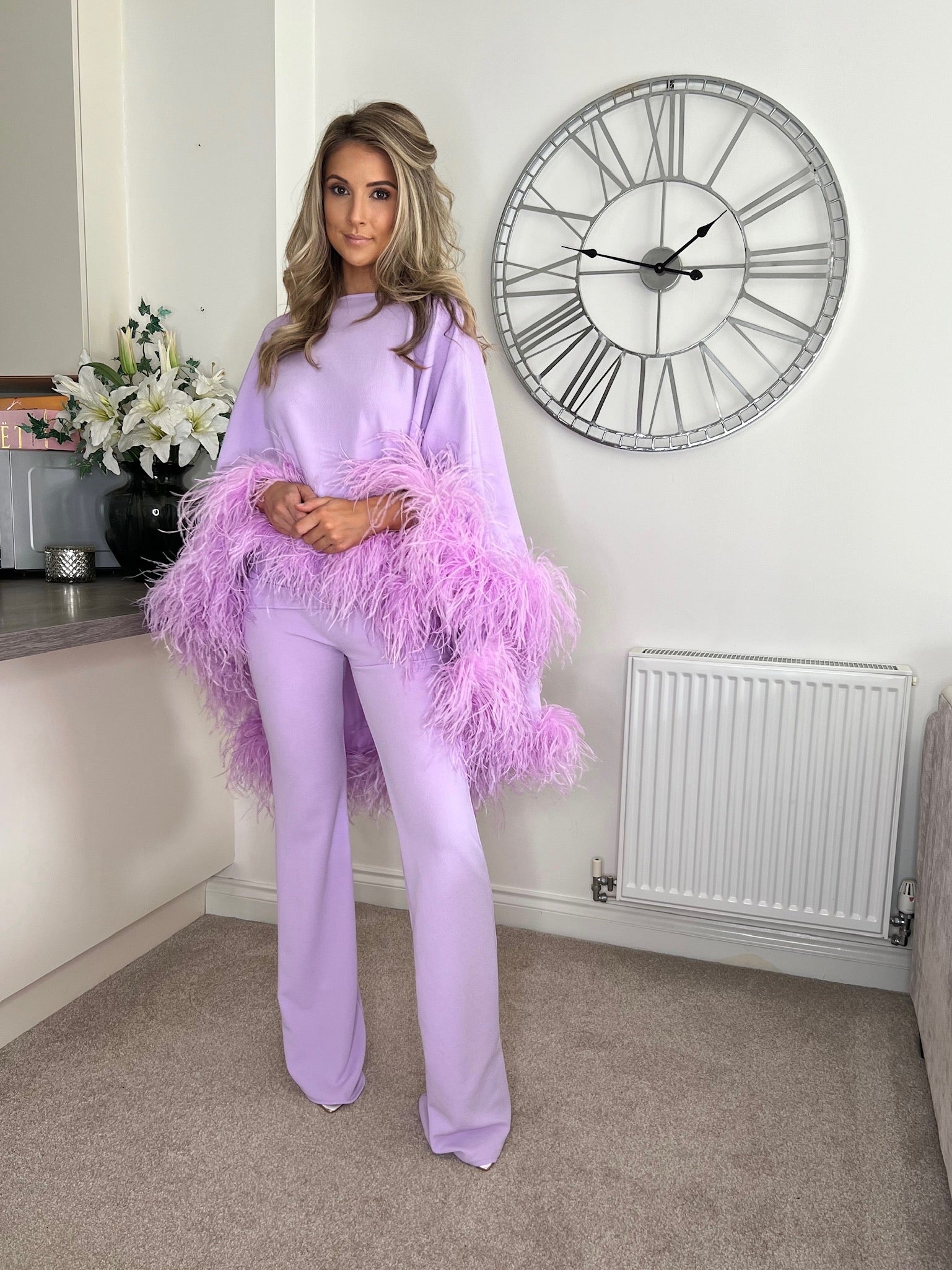 Kylie Cape Trouser Set Lilac