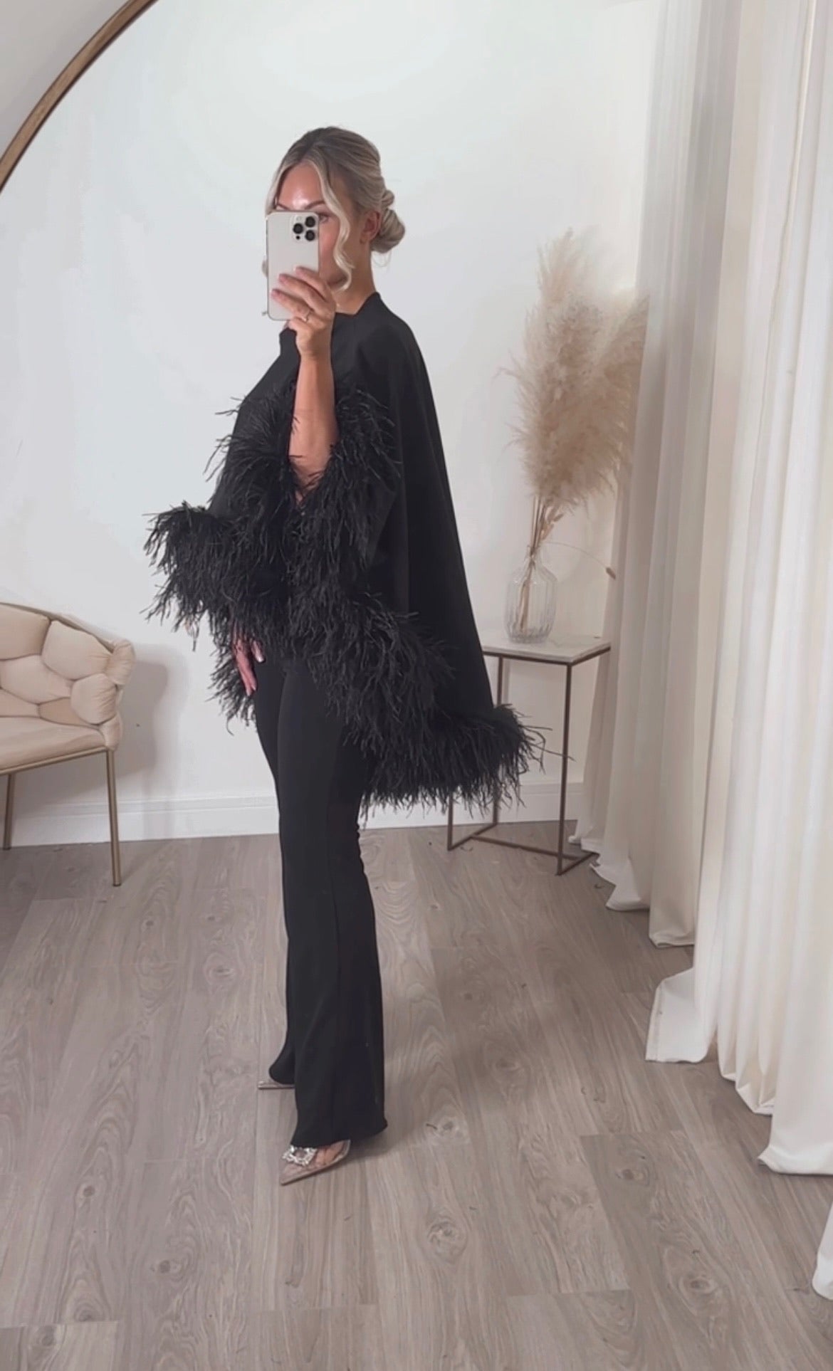 Kylie Cape Trouser Set Black