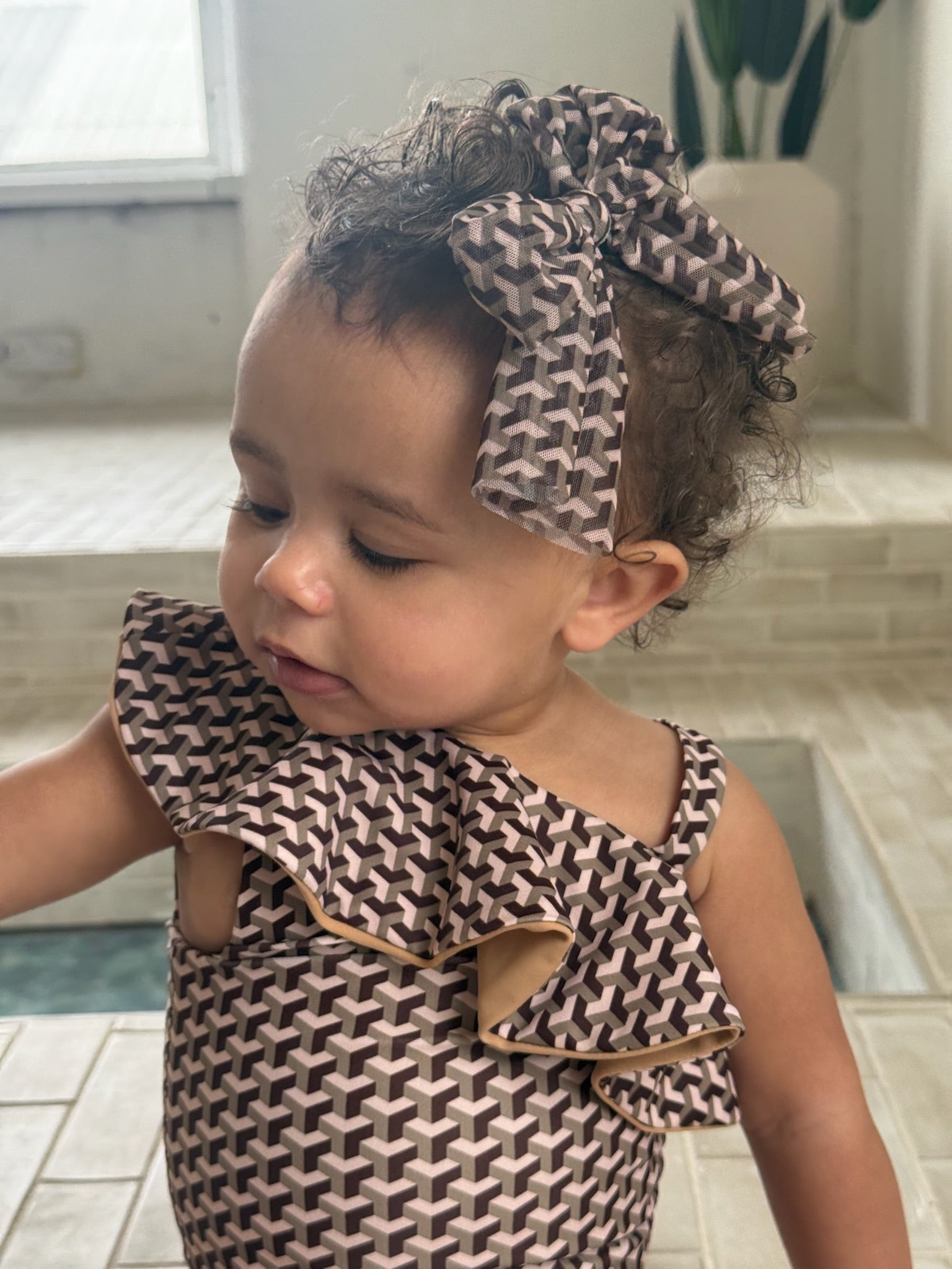 Mini Miami Taupe Large Bow