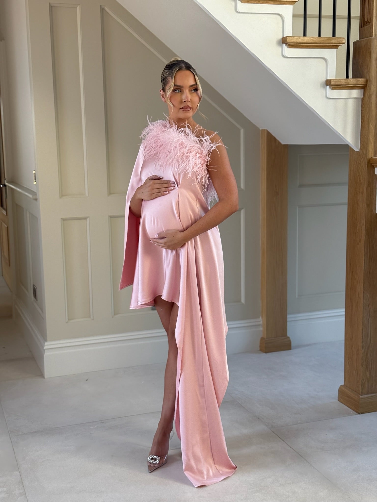 Liberty Ostrich Maternity Dress Baby Pink
