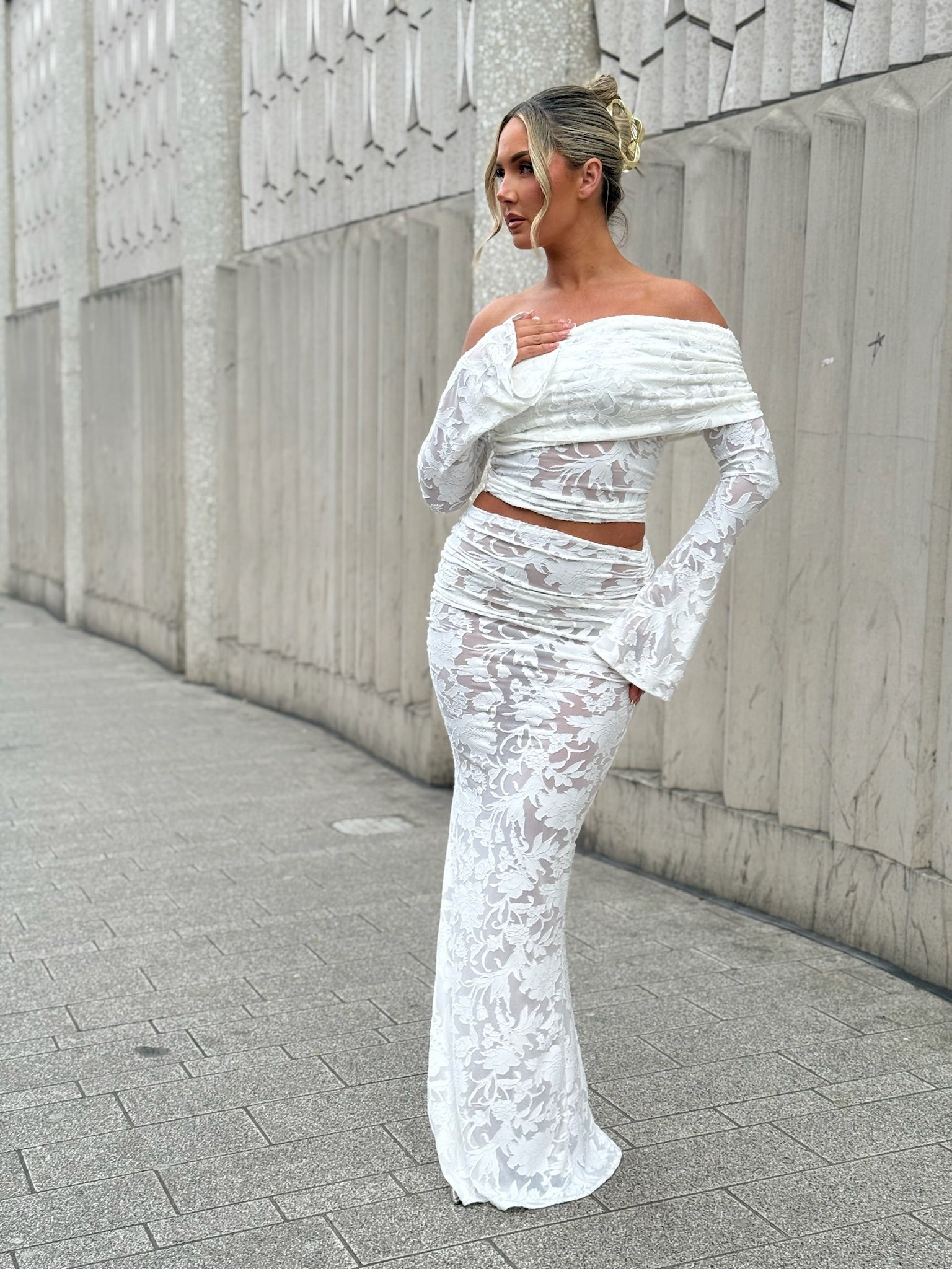 Eden Two Sleeve Two Piece Set White Floral