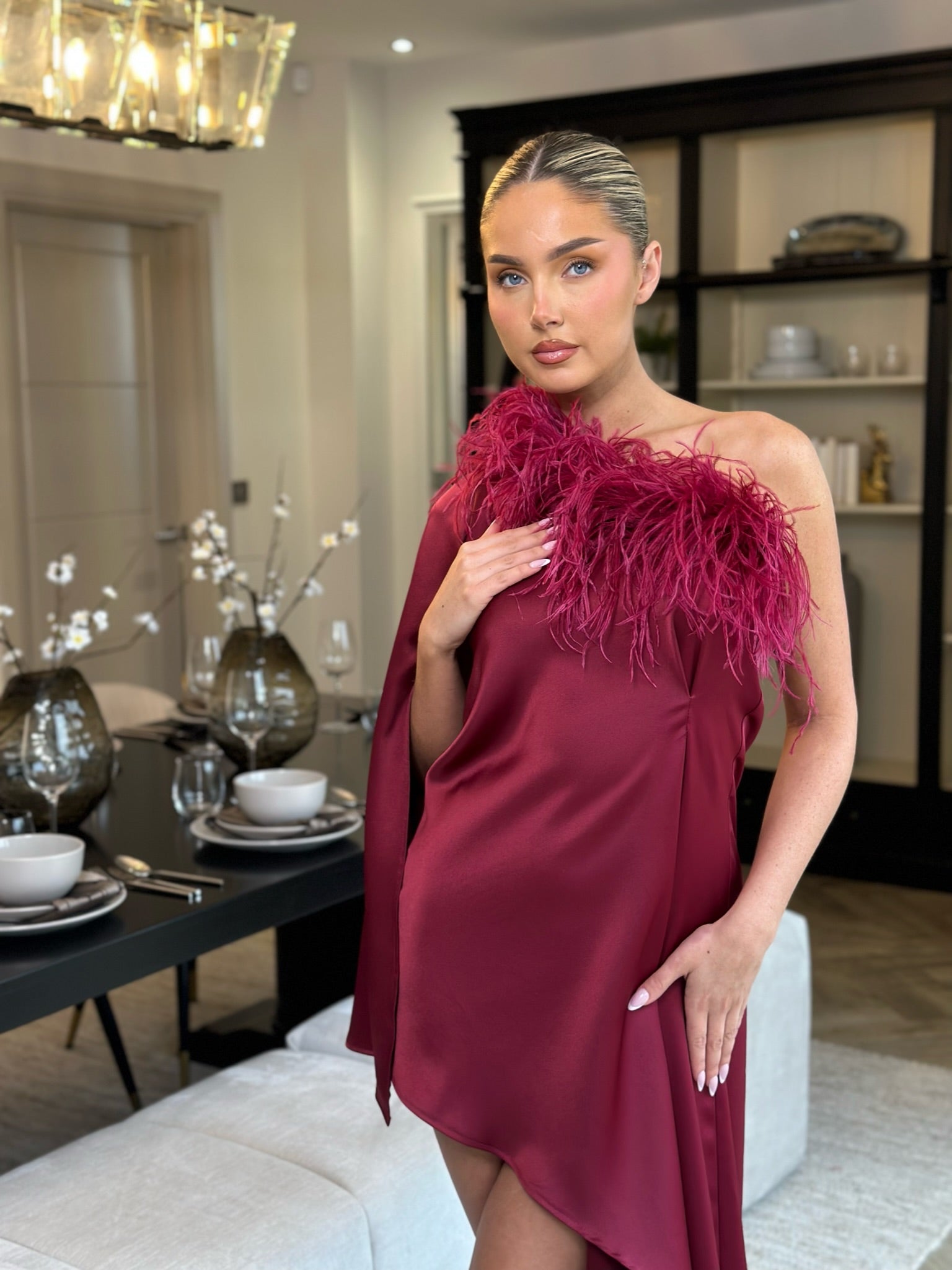 Liberty Ostrich Dress Wine