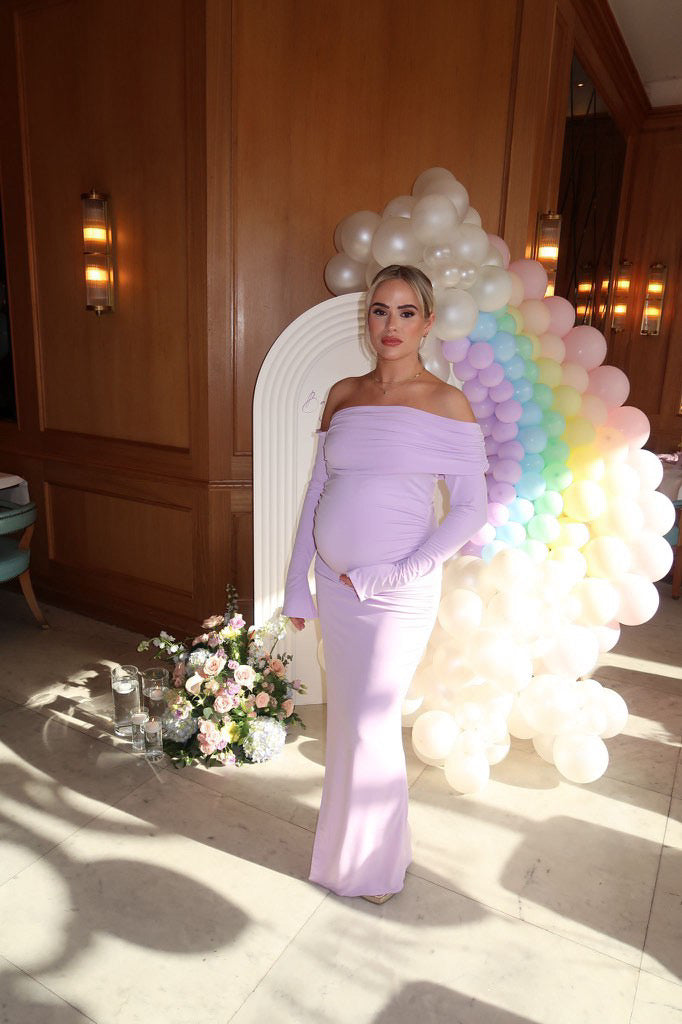 Lilac April Maternity Floorlength Dress | Luxury Maternity Clothes