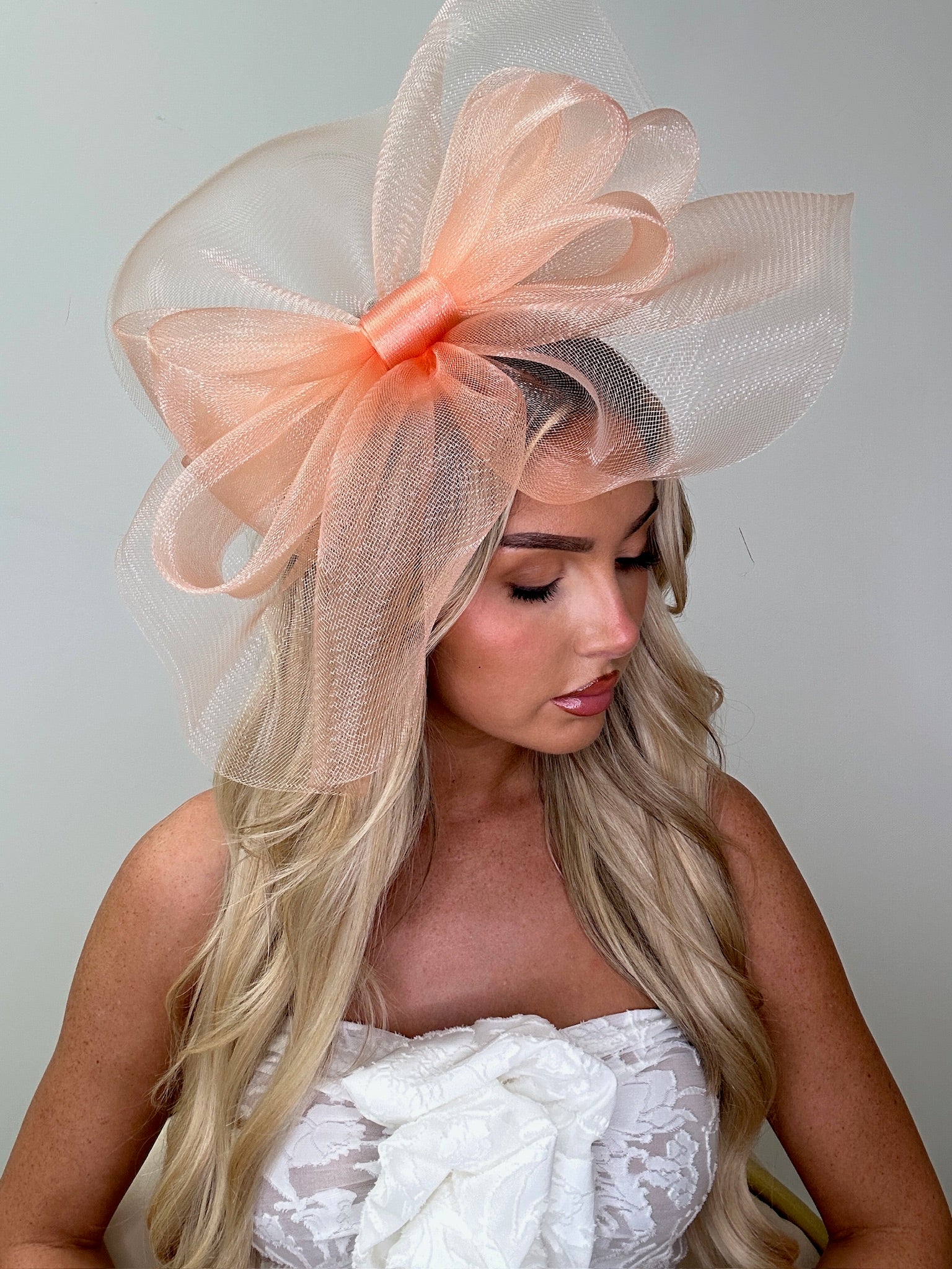 Bow Fascinator Headband Peach