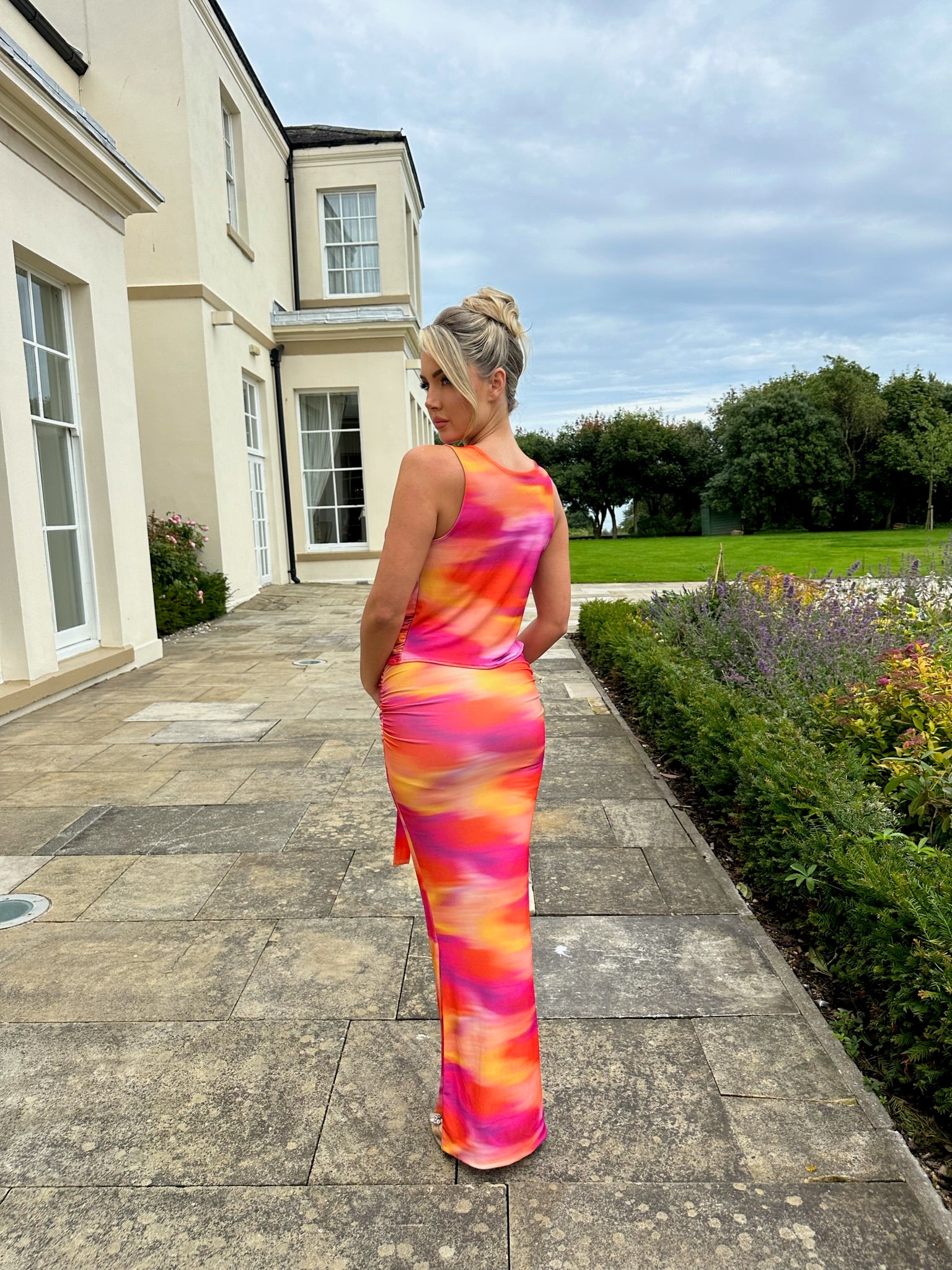 Maeve Maternity Two Piece Set Pink Sunset