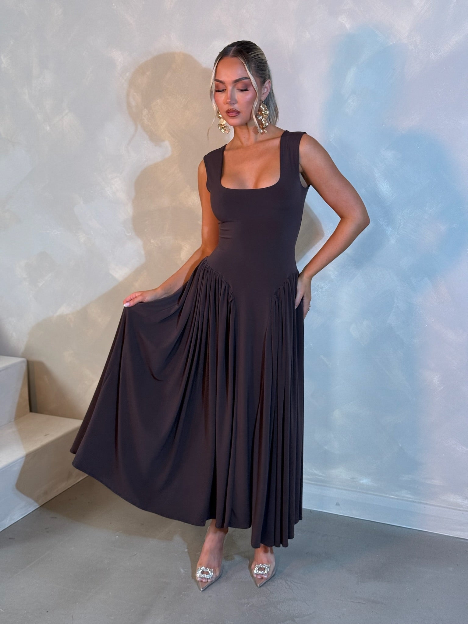 Tia Dress Chocolate Brown