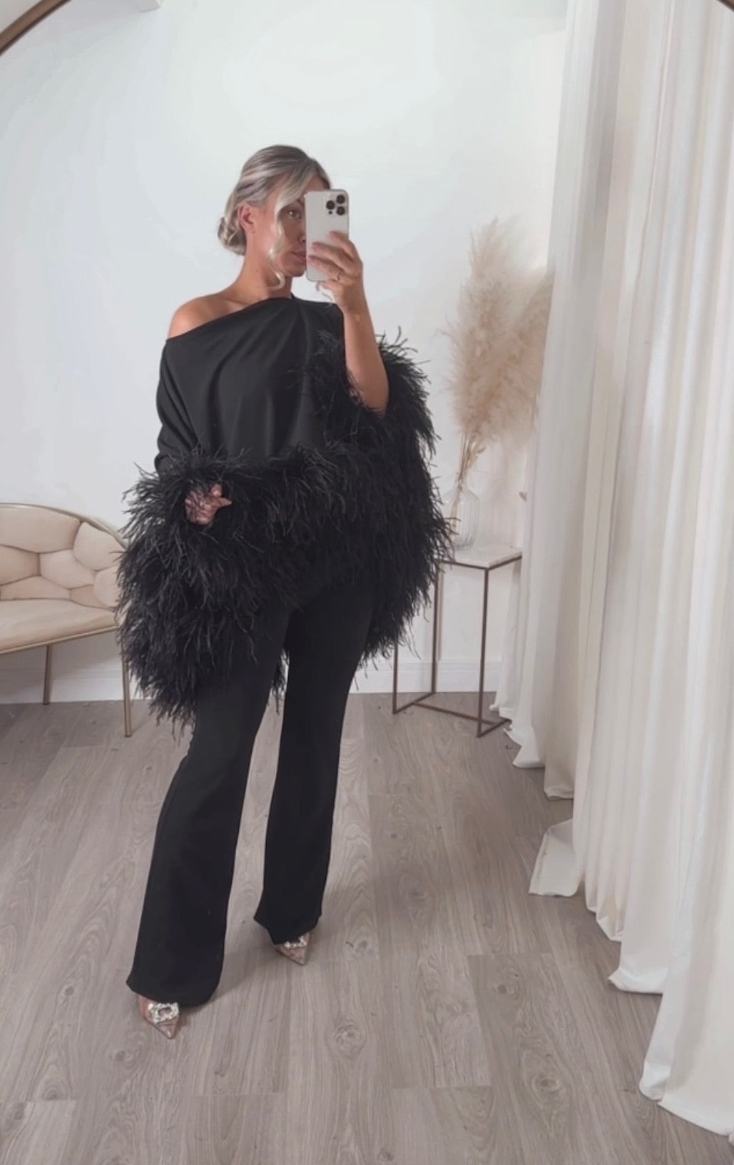 Kylie Cape Trouser Set Black