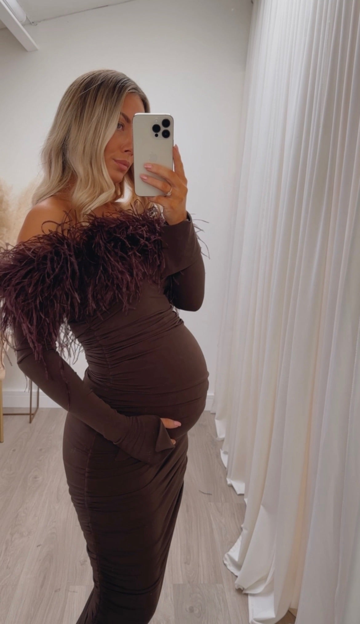 Carrie Ostrich Maternity Maxi Chocolate brown