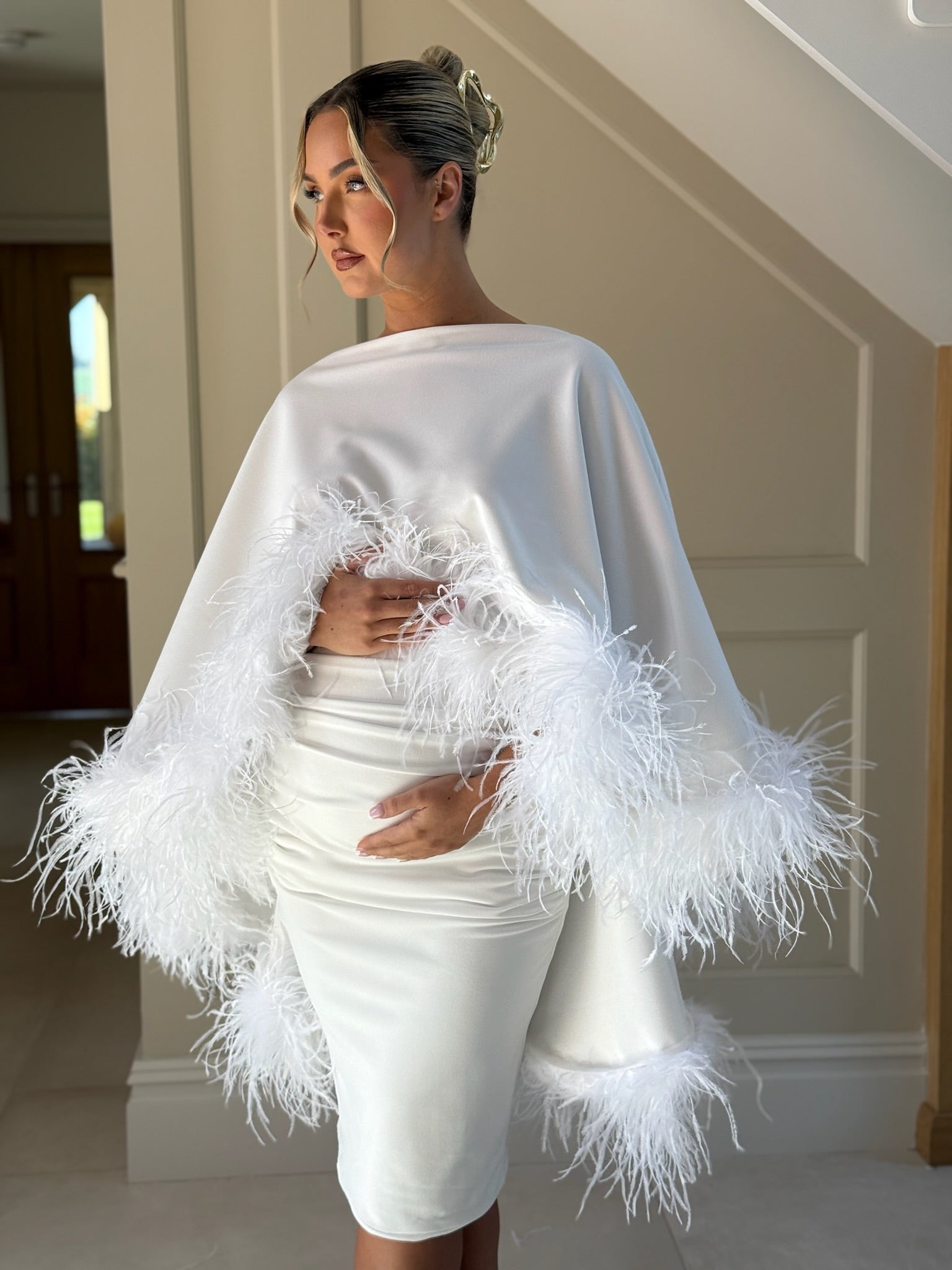 Kylie Cape Midi Skirt Maternity Set White