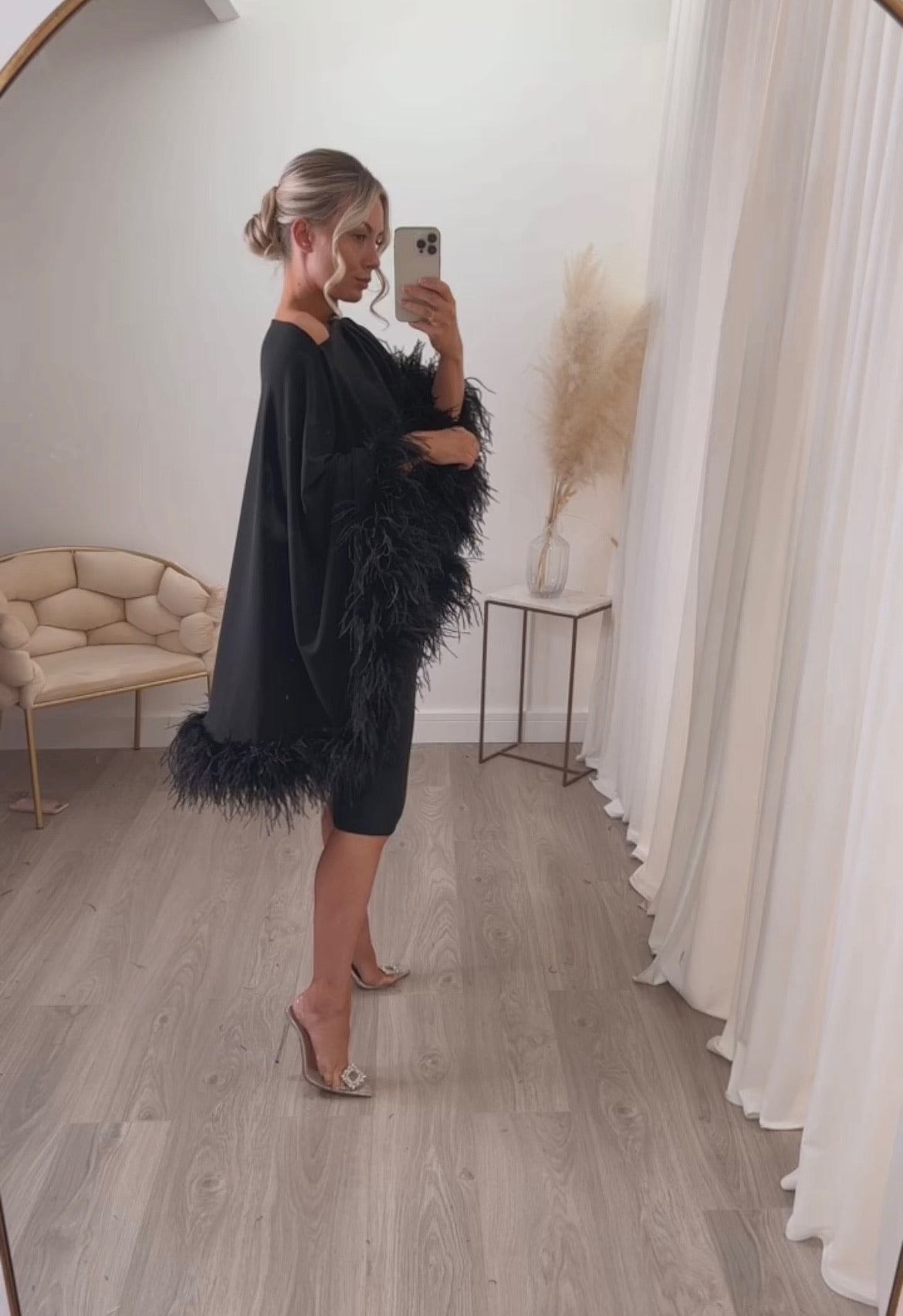 Kylie Cape Midi Skirt Set Black