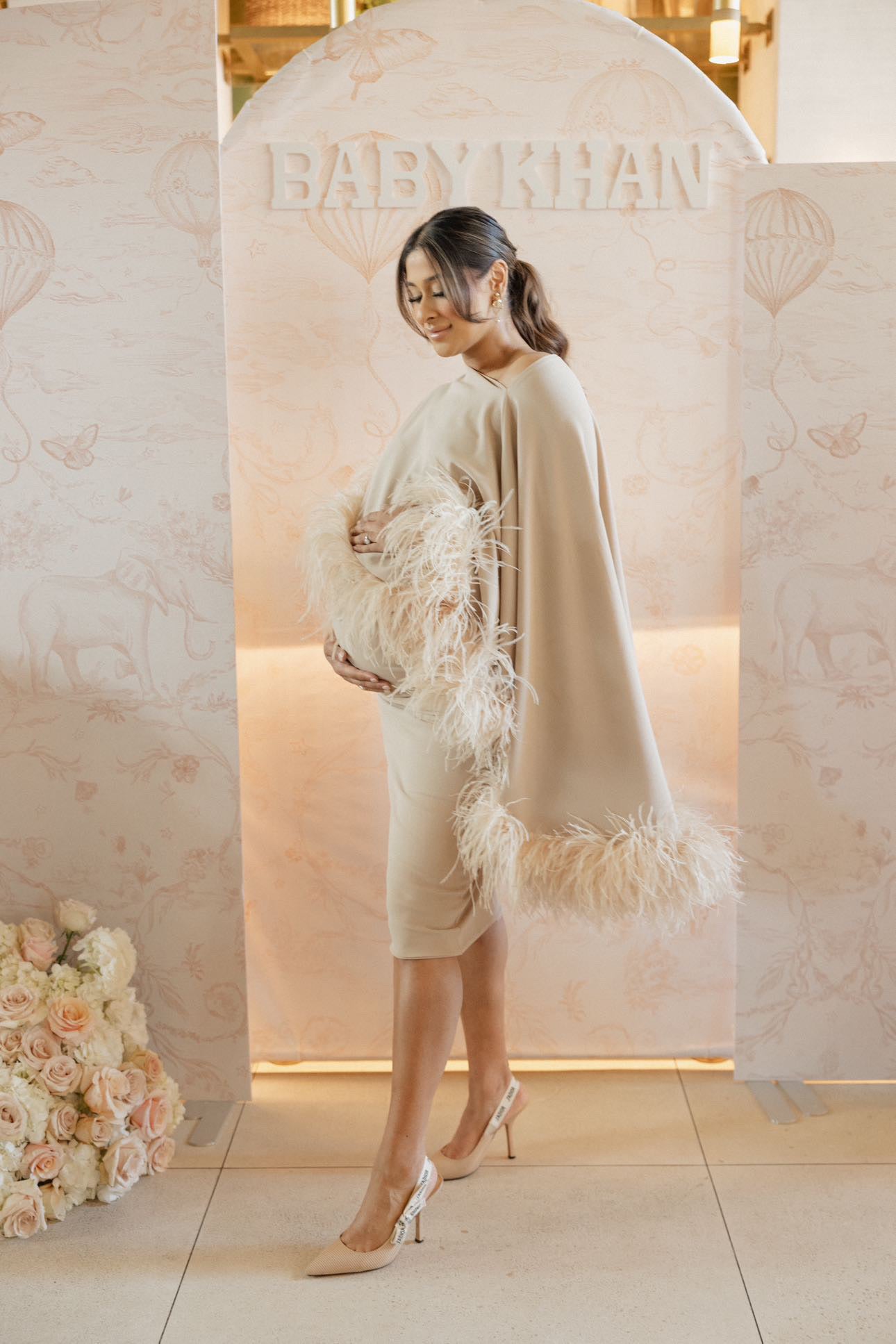 Kylie Cape Midi Skirt Maternity Set Beige