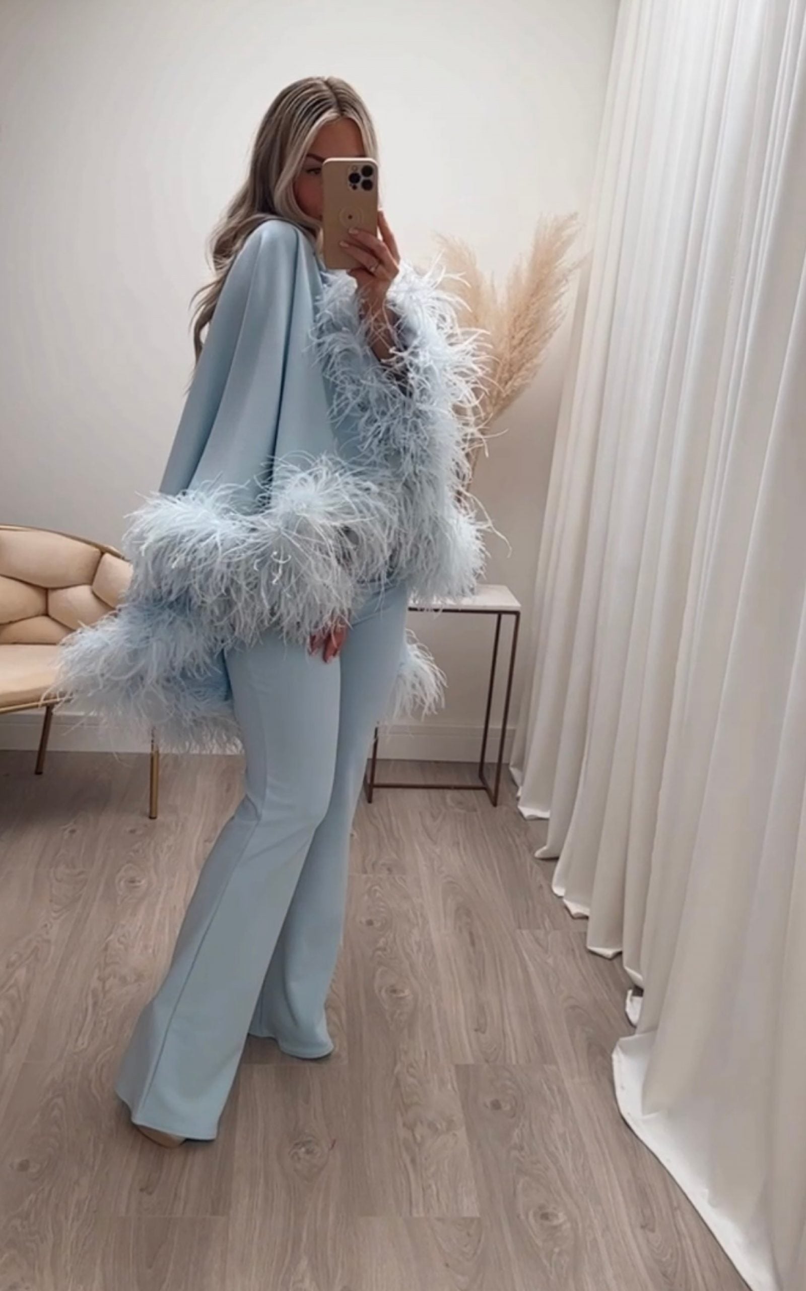 Kylie Cape Trouser Set Baby Blue