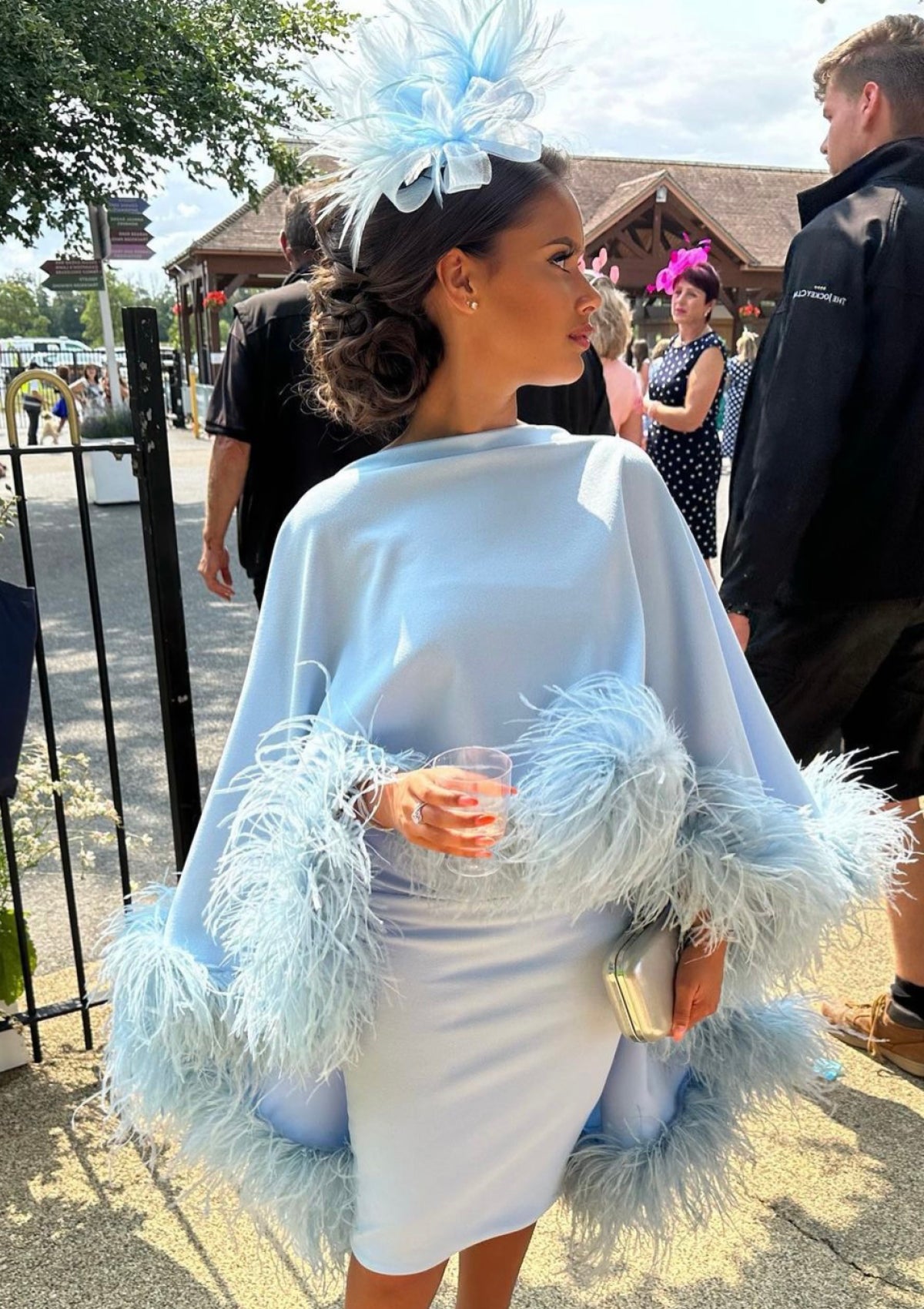 Kylie Cape Midi Skirt Set Baby Blue