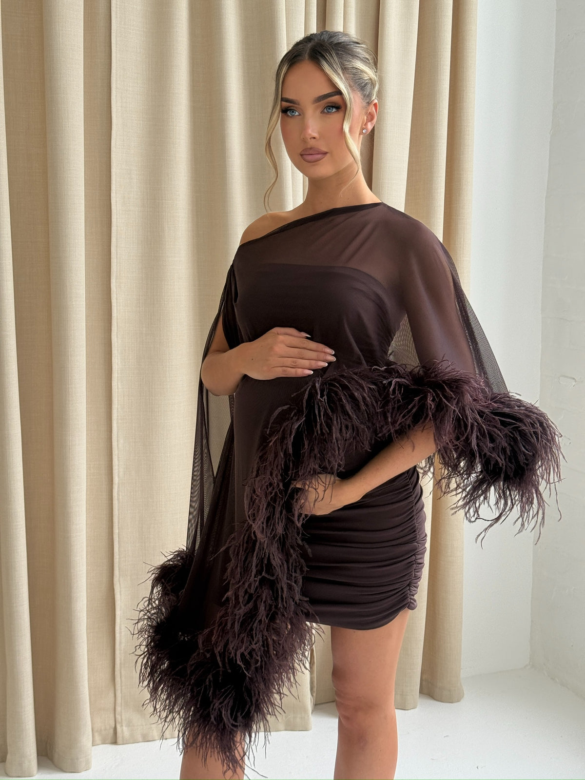 Cindy Cape Top Two Piece Maternity Set chocolate brown