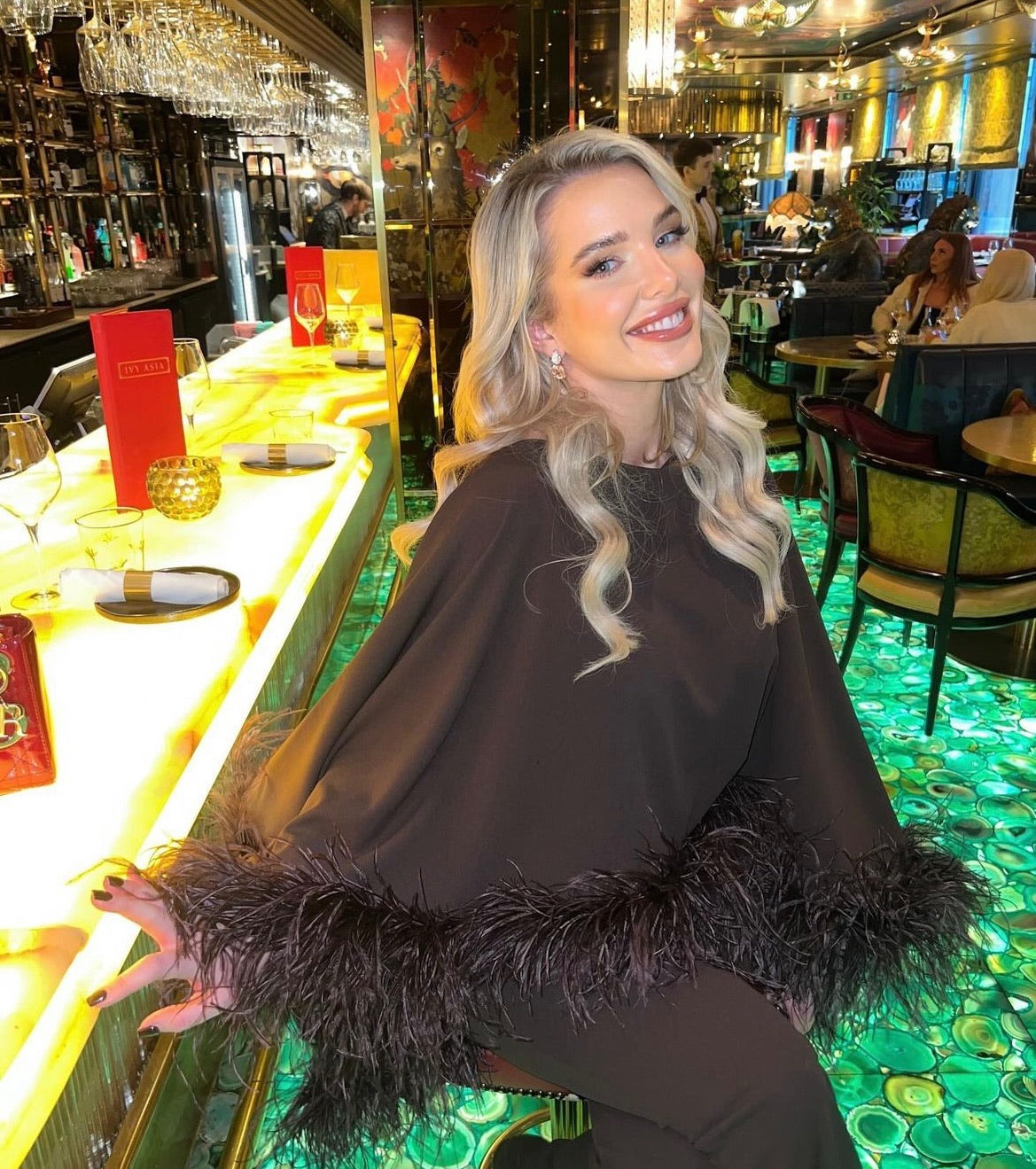 Kylie Cape Trouser Set Chocolate brown