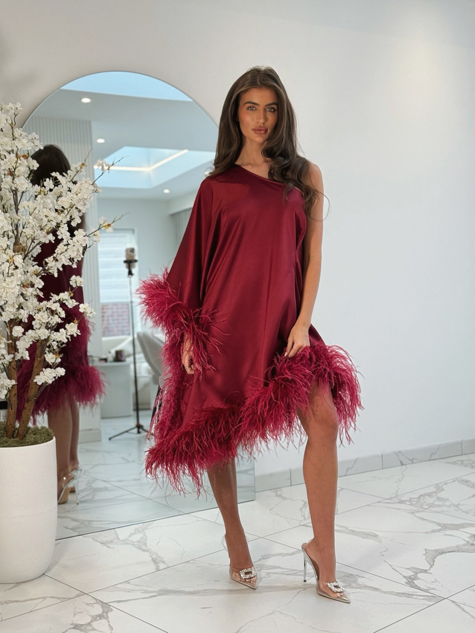 Capri Mini Dress Wine Satin