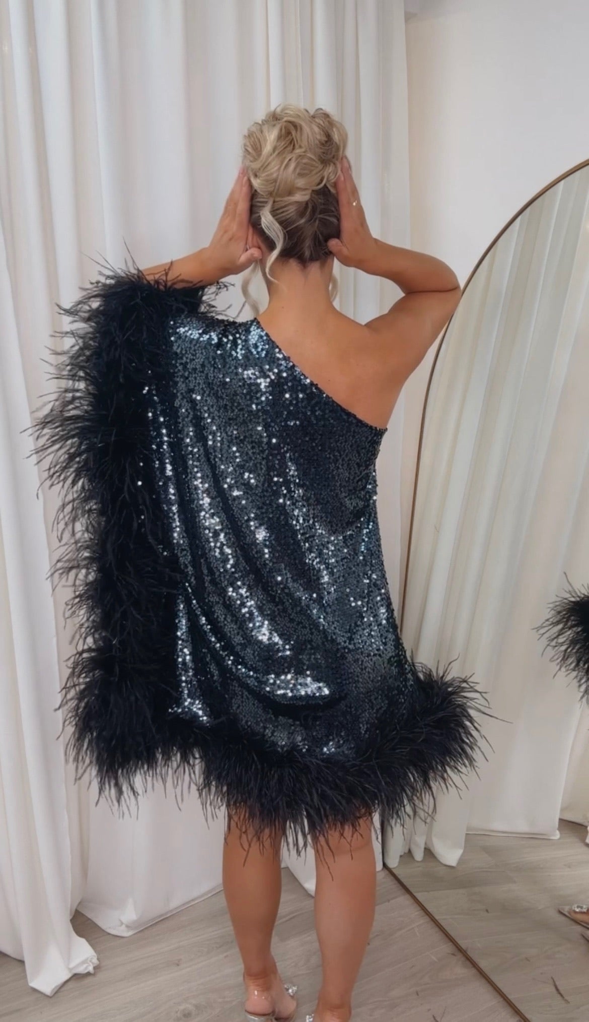 Capri Mini Dress Gunmetal Sequin