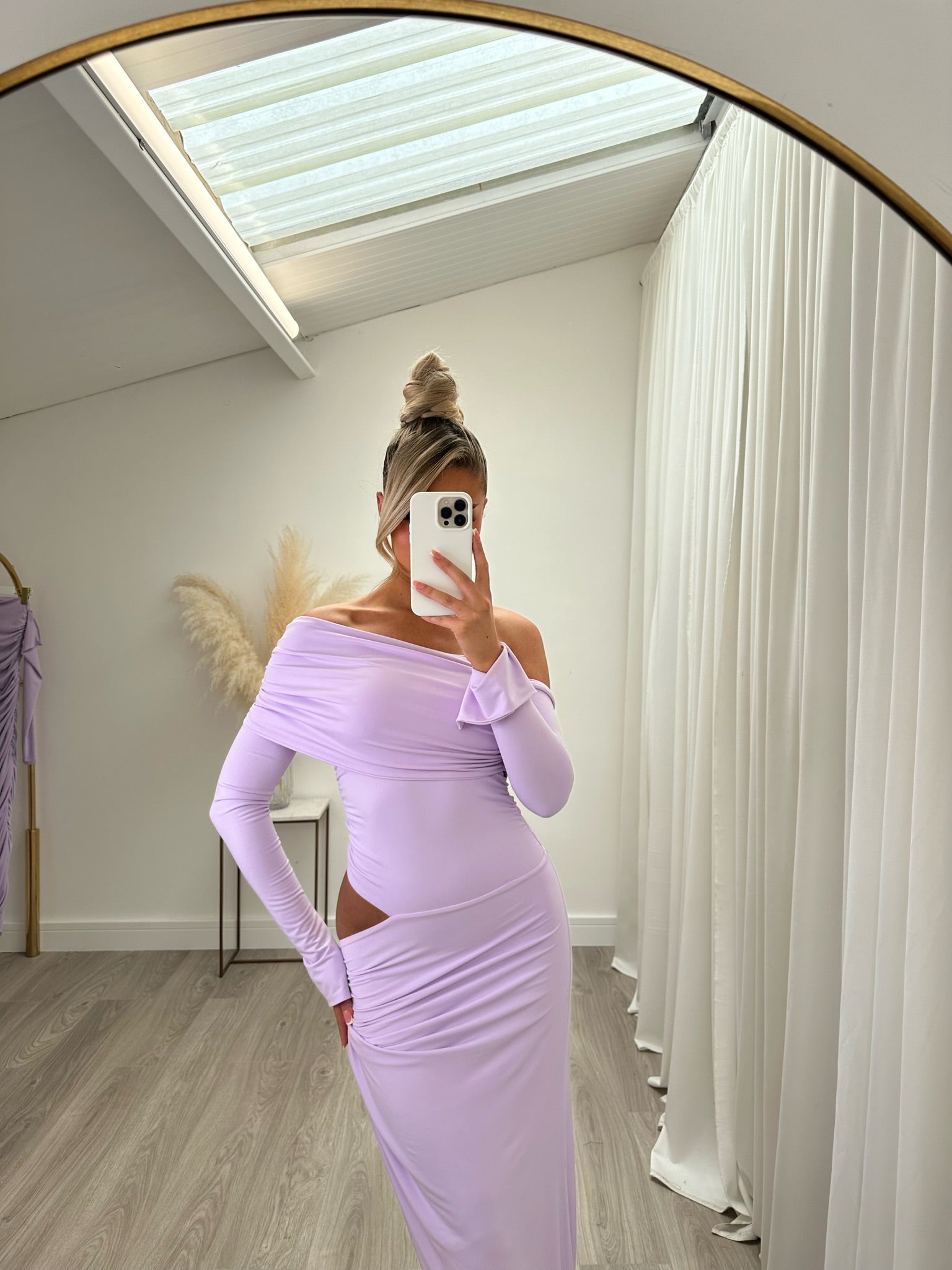Olivia Asymmetric two sleeve Dress Lilac