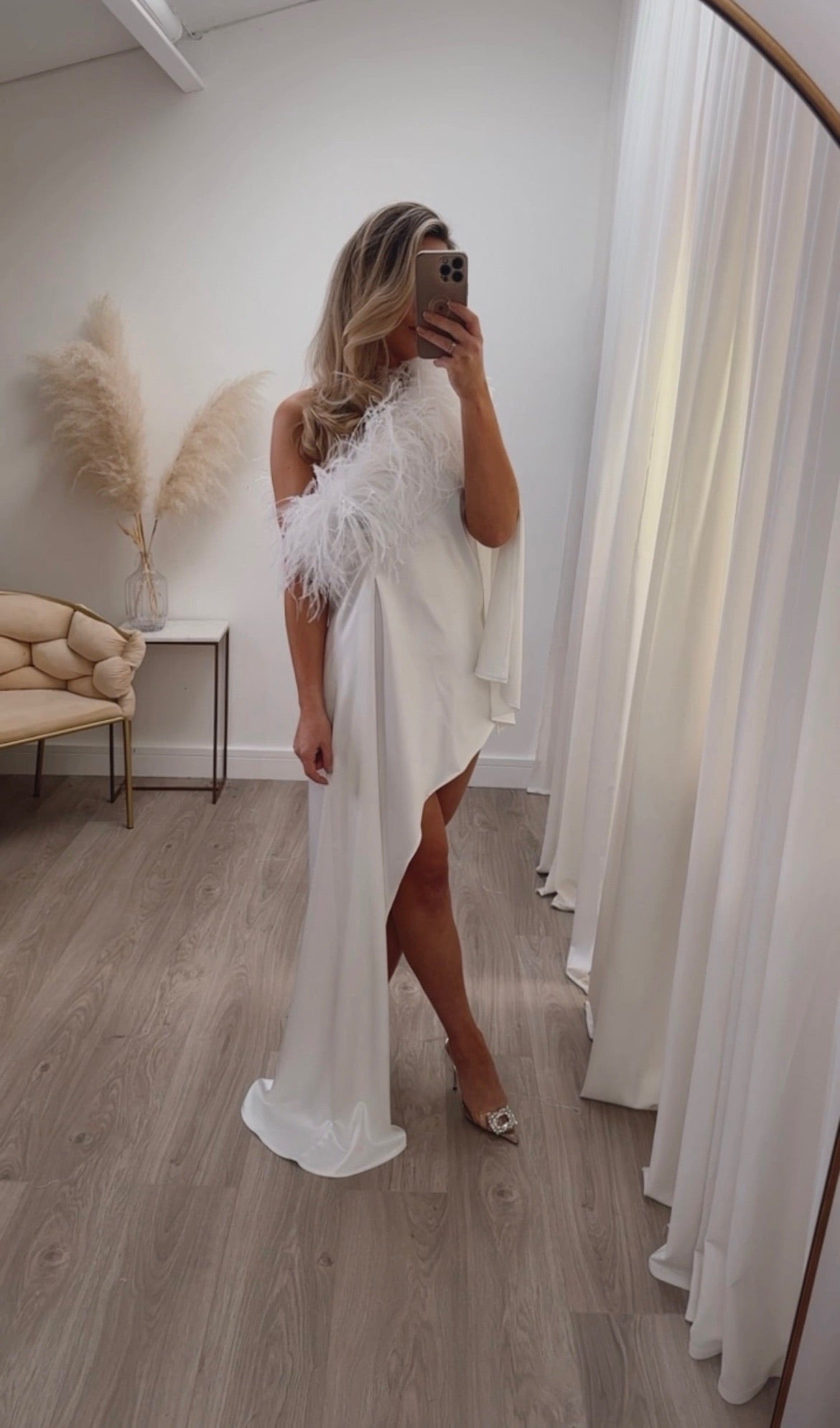 Liberty Ostrich Dress White