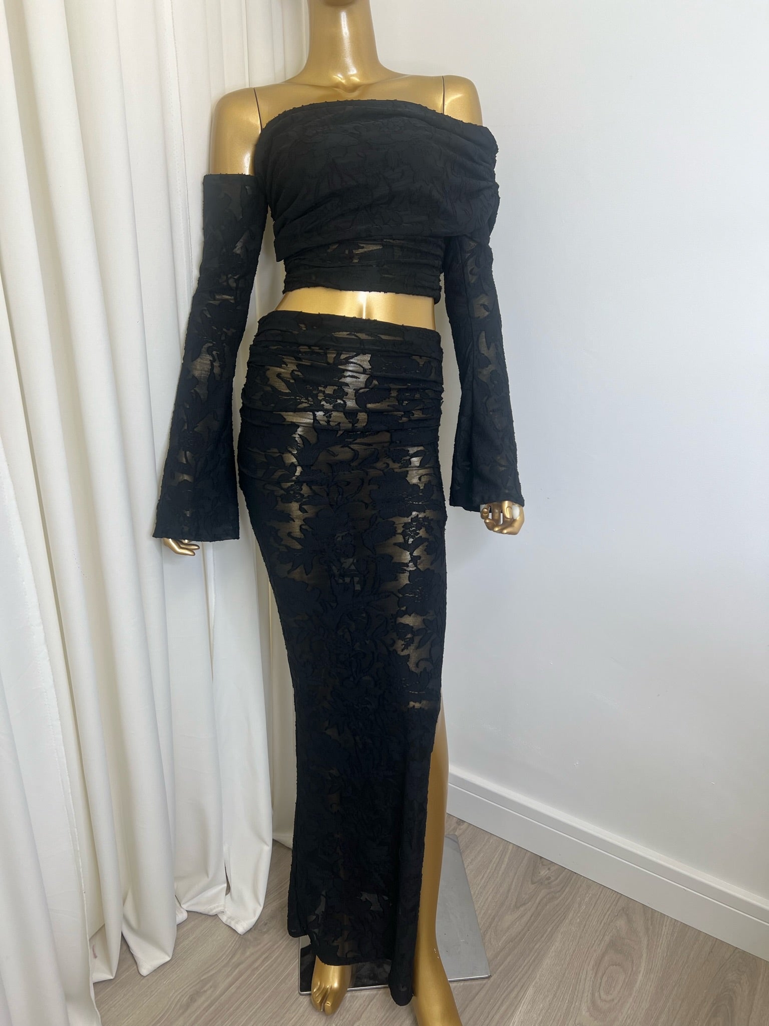 Eden Two Sleeve Two Piece Set Black Floral