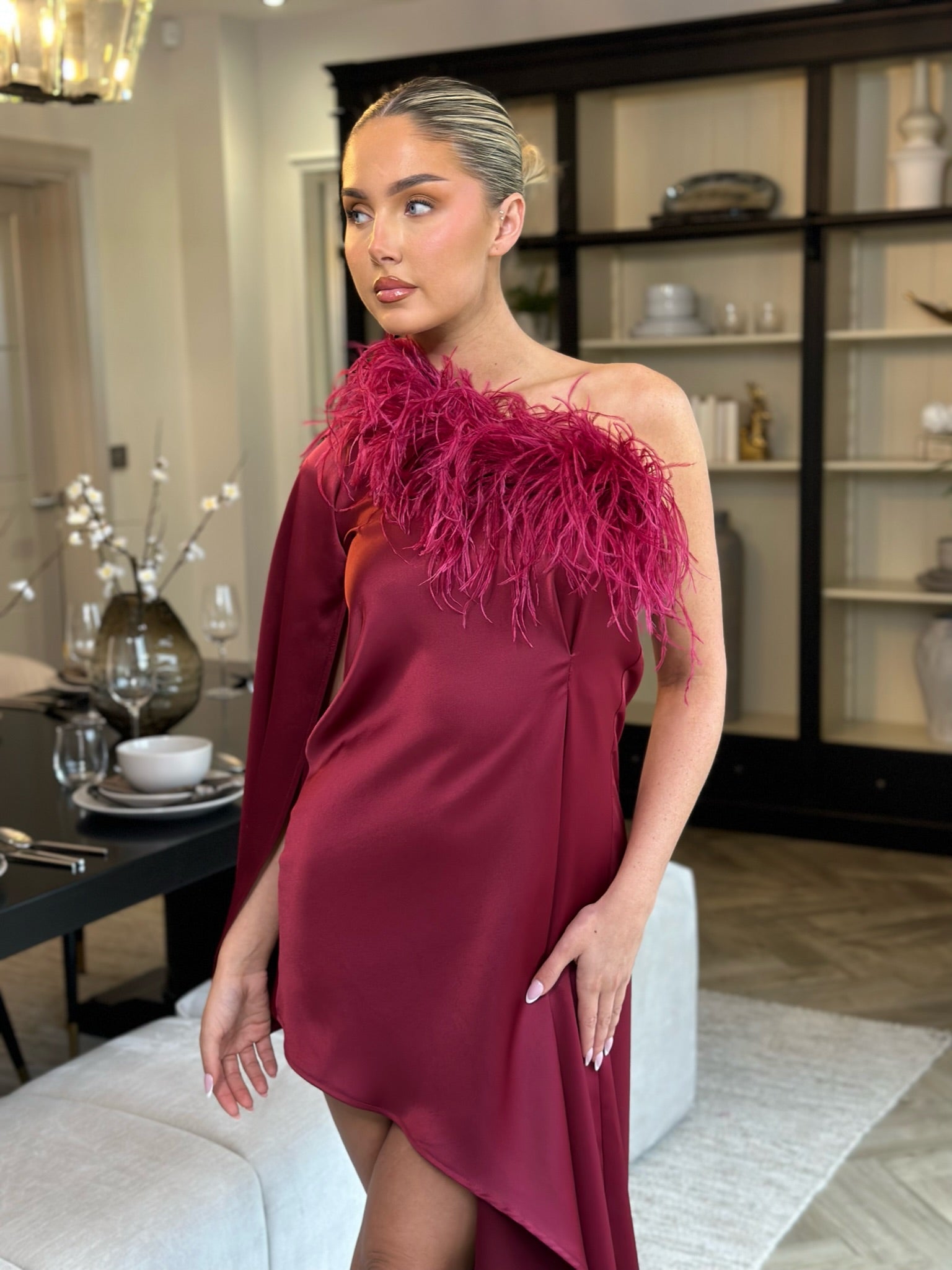 Liberty Ostrich Dress Wine