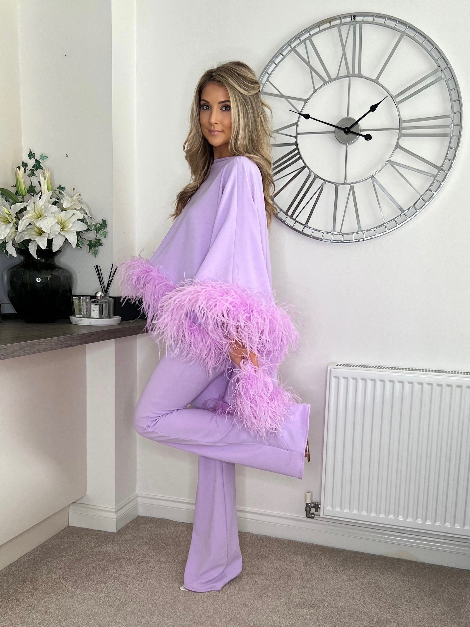 Kylie Cape Trouser Set Lilac