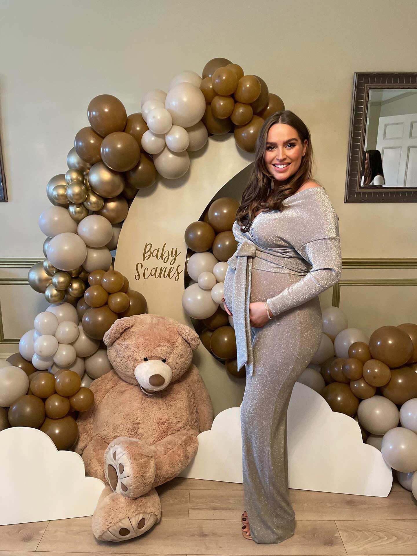 Maddie Maternity Jumpsuit Gold Glitter