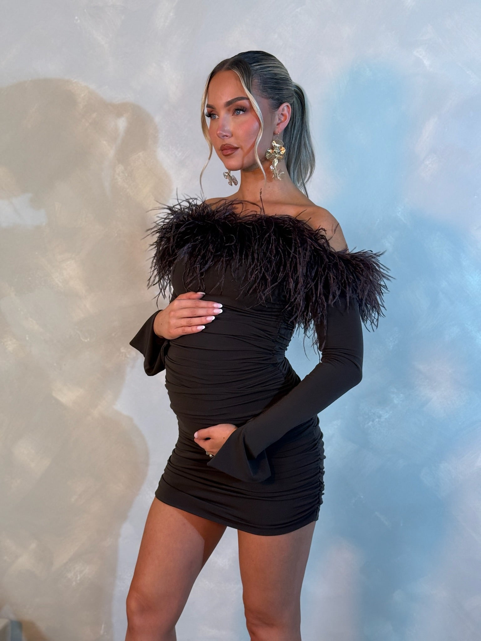 Carrie Ostrich Maternity Mini Chocolate Brown | Ostrich Feathers | Rag & Doll 12