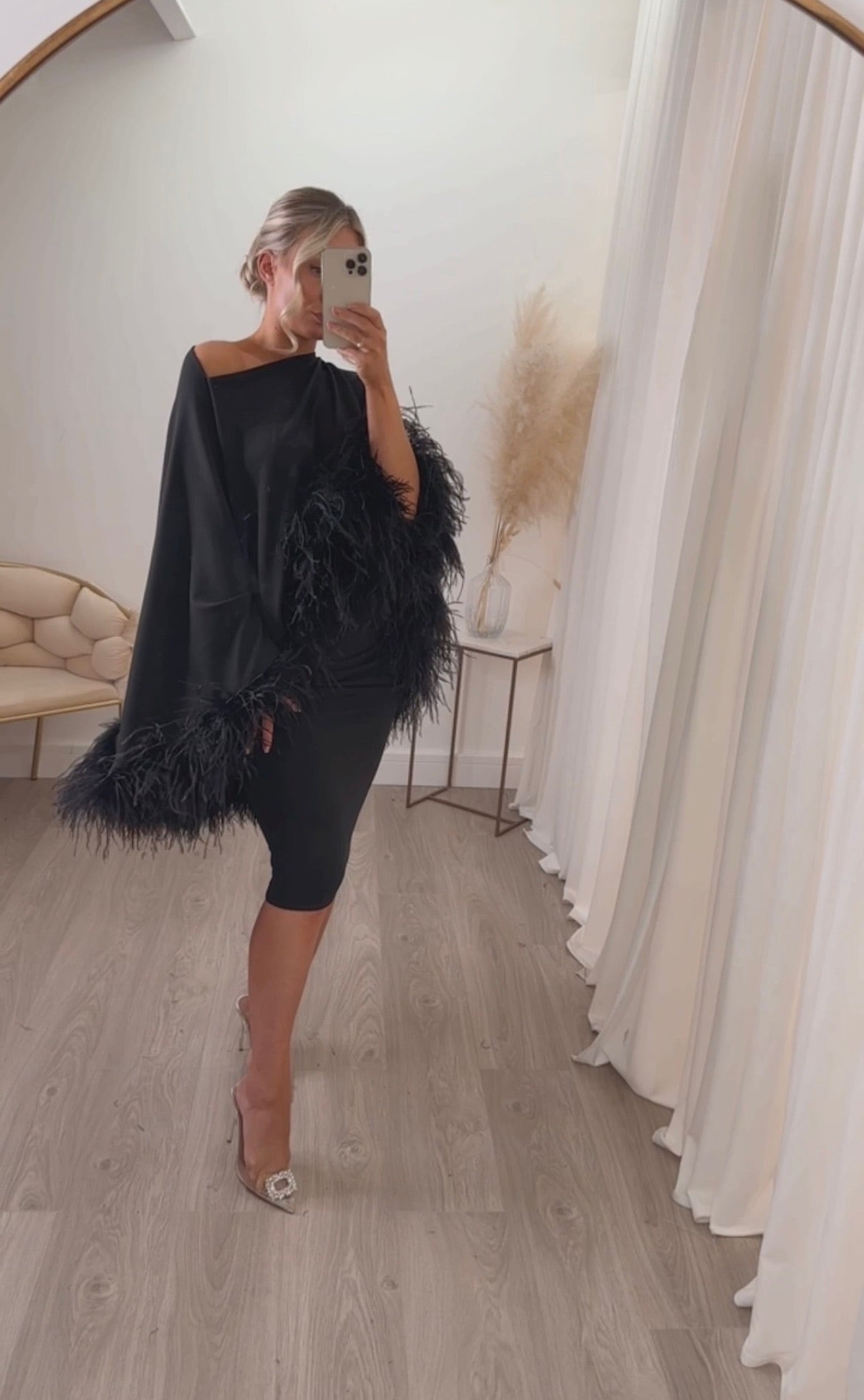 Kylie Cape Midi Skirt Set Black