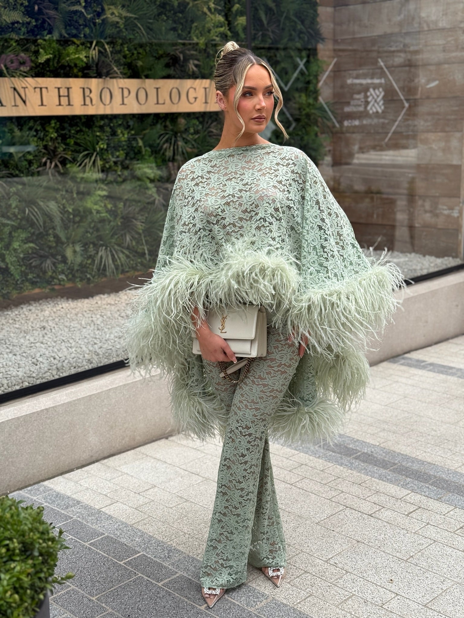 Kylie Cape Trouser Set Matcha Lace