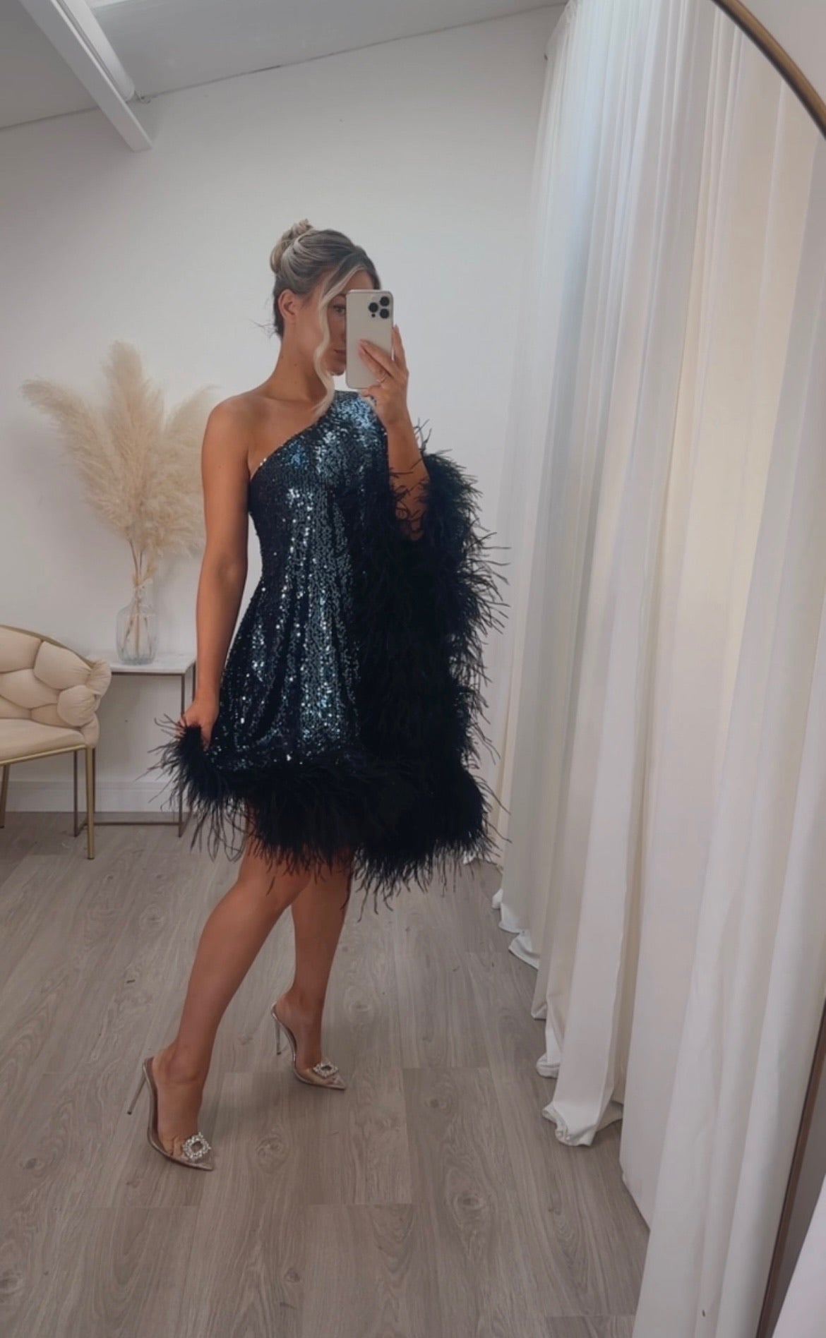 Capri Mini Dress Gunmetal Sequin
