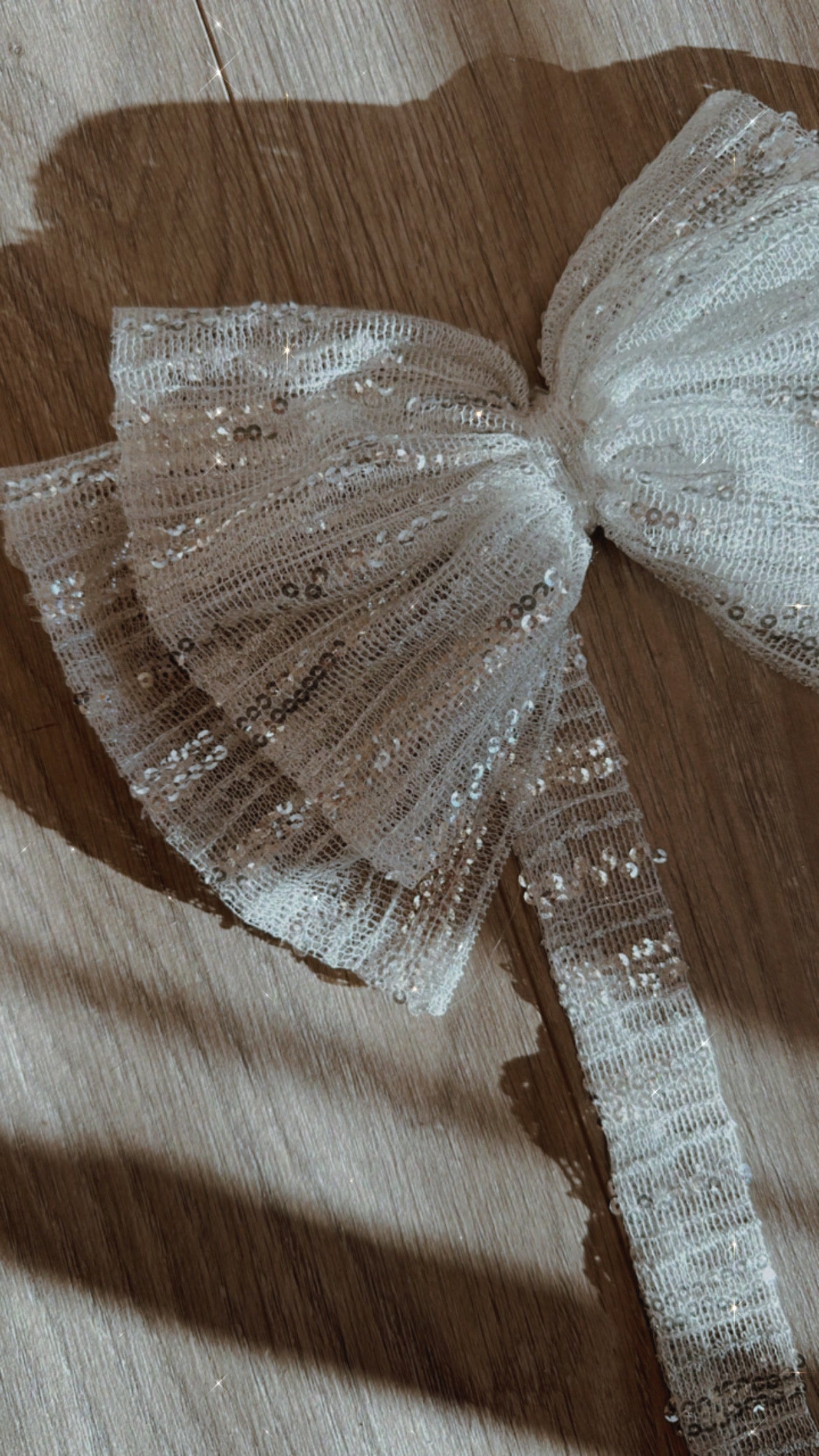 Hair Bow White Sequin