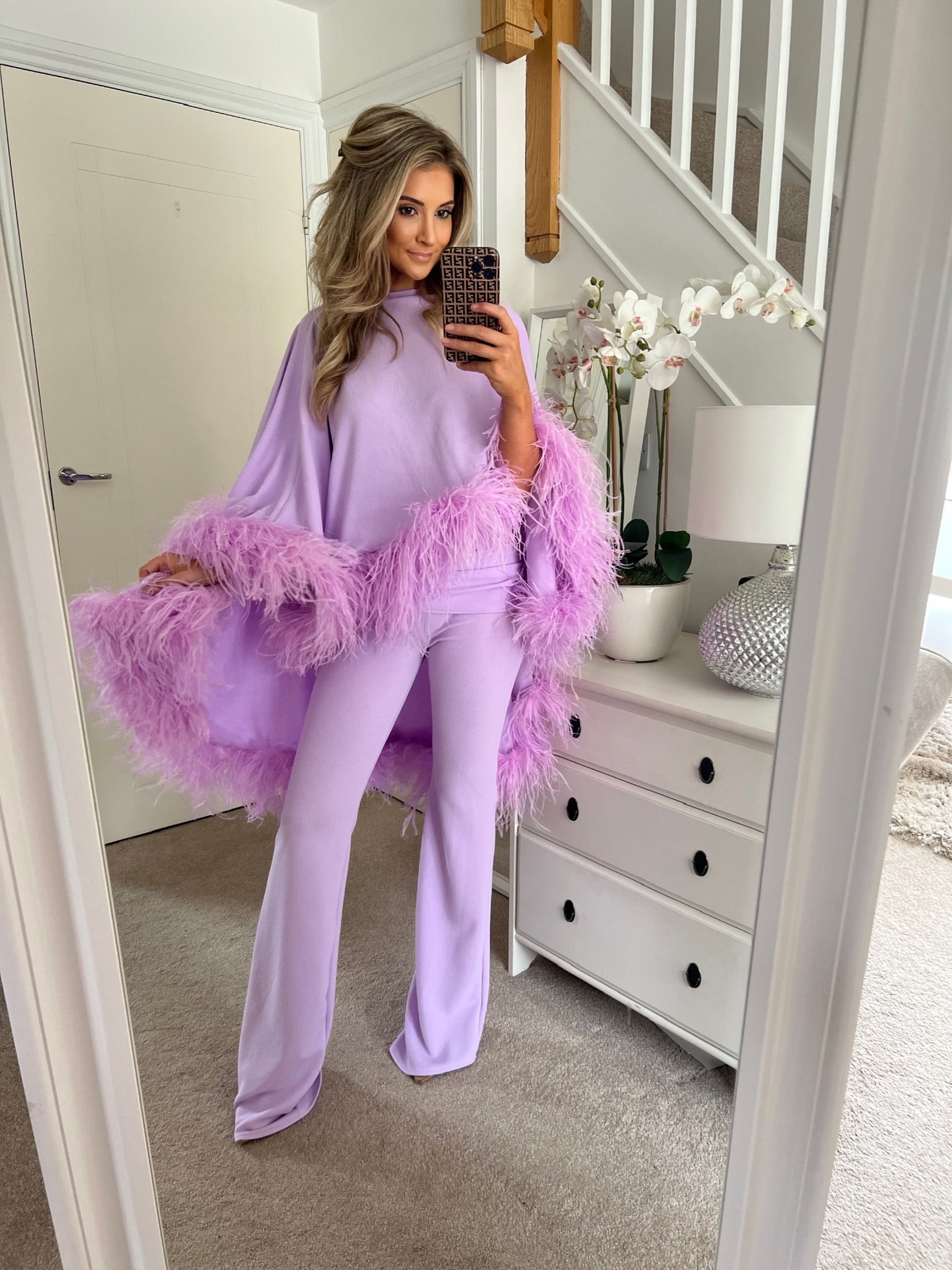 Kylie Cape Trouser Set Lilac