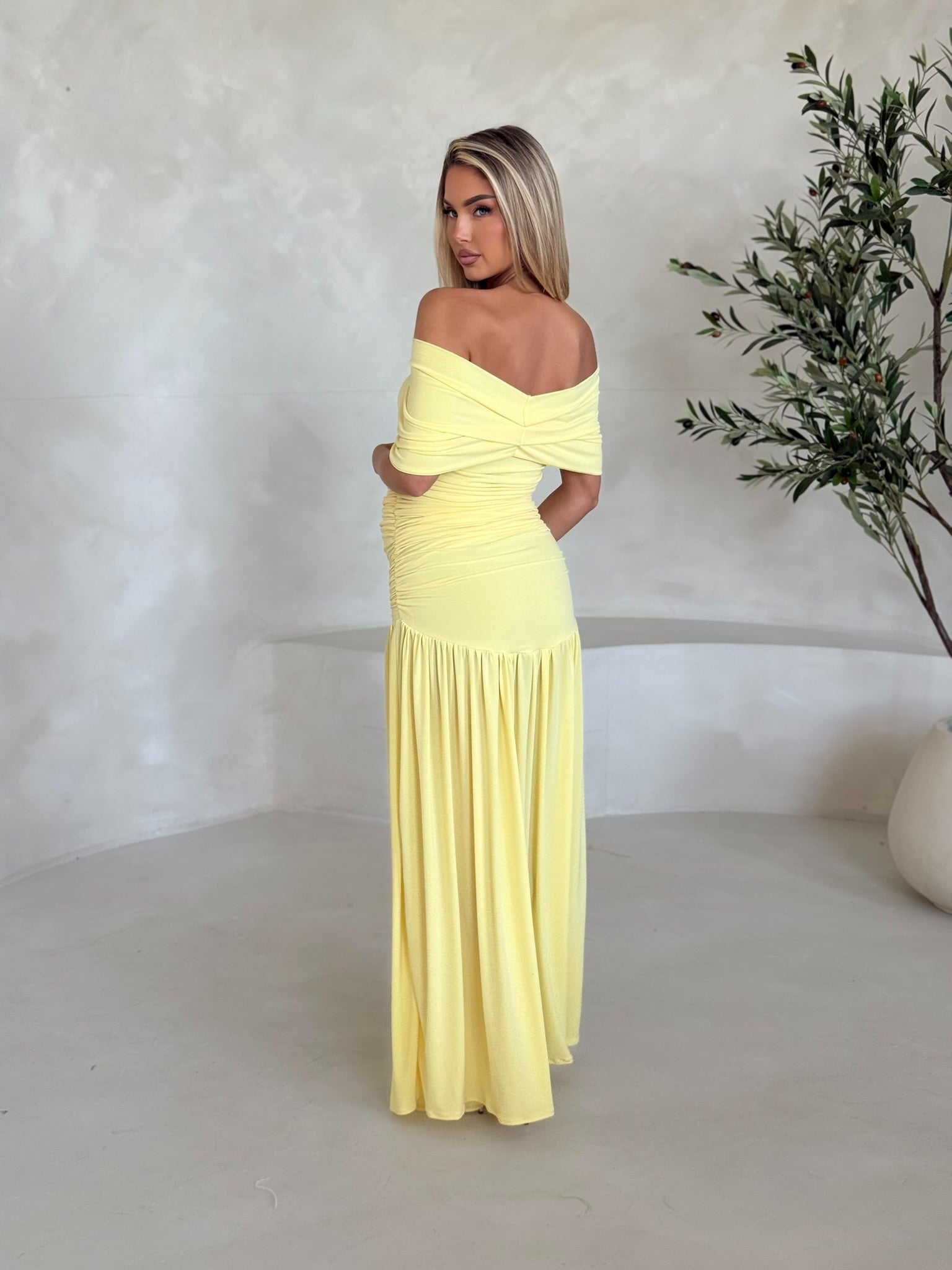 Isla Maternity Off the Shoulder maxi Dress Yellow