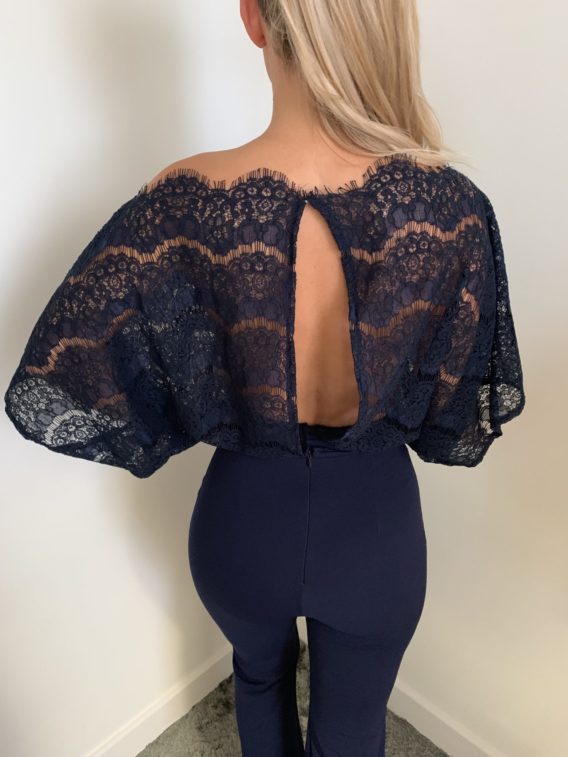 Emy Lace Jumpsuit Navy Blue