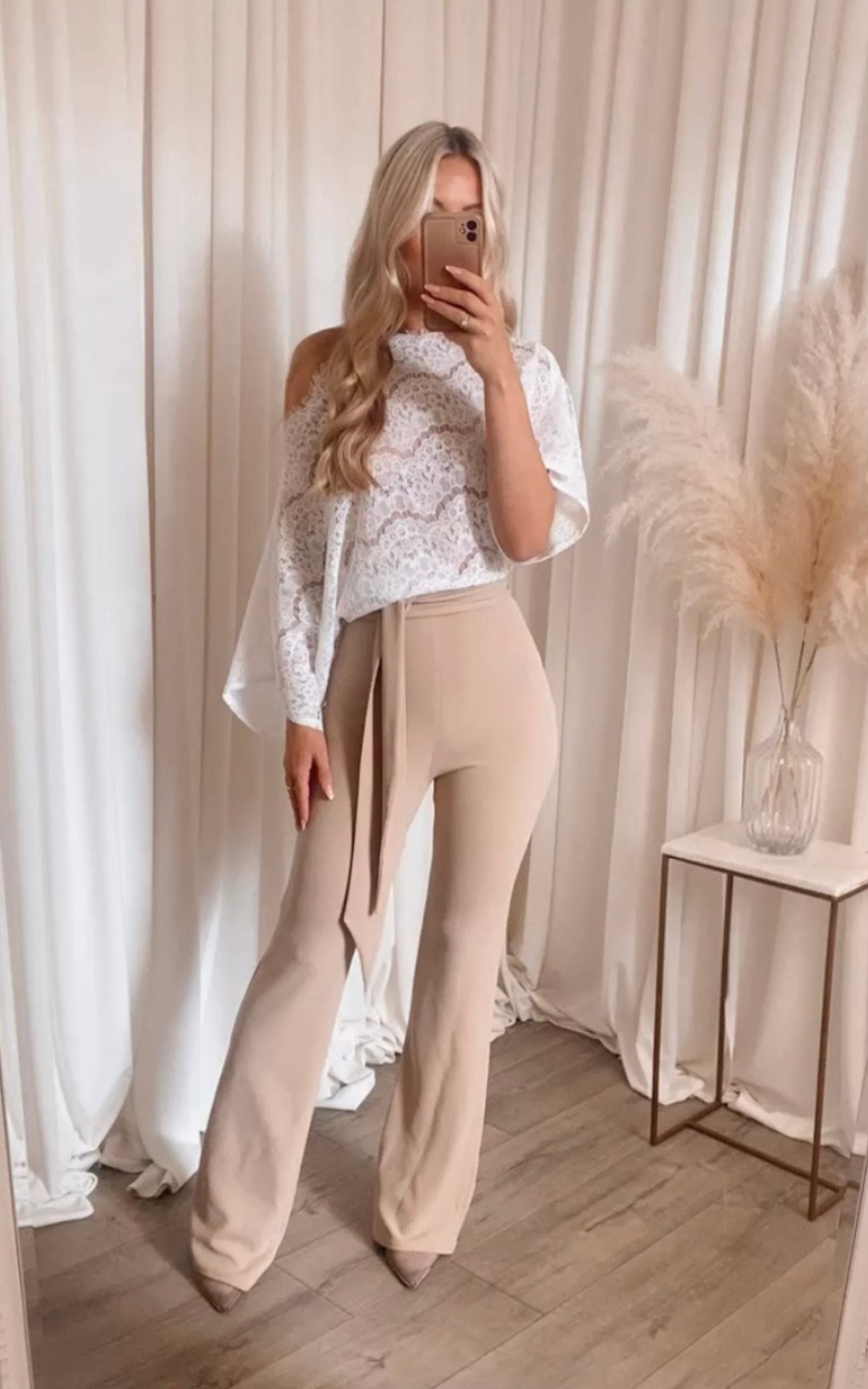 Emy Lace Jumpsuit Nude + White