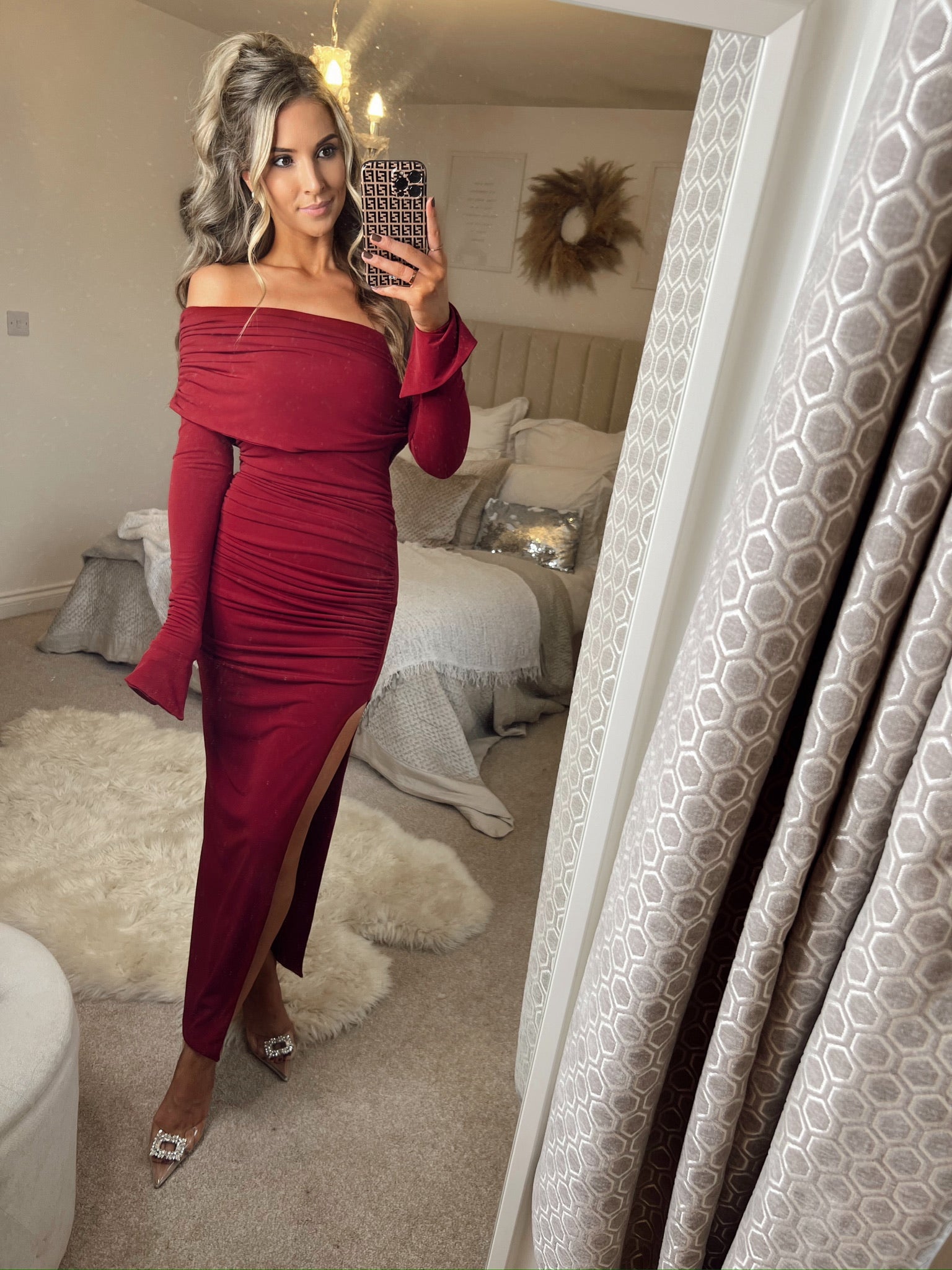 April Two Sleeve Midi Dress Wine