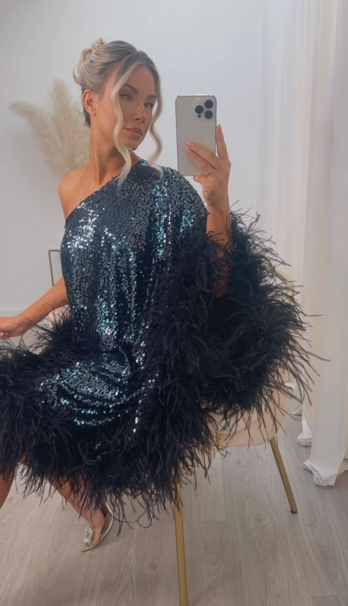 Capri Mini Dress Gunmetal Sequin
