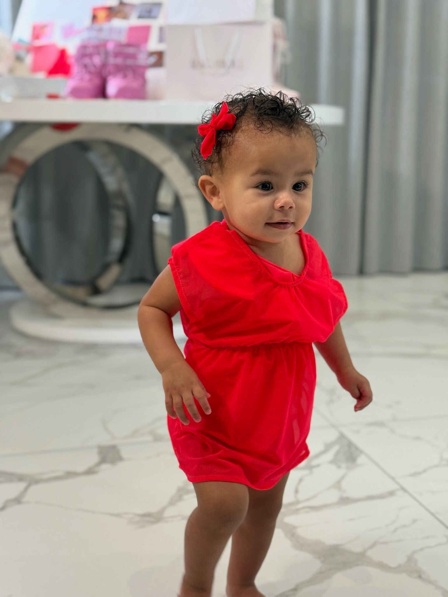 Mini Neon Red Small Bow