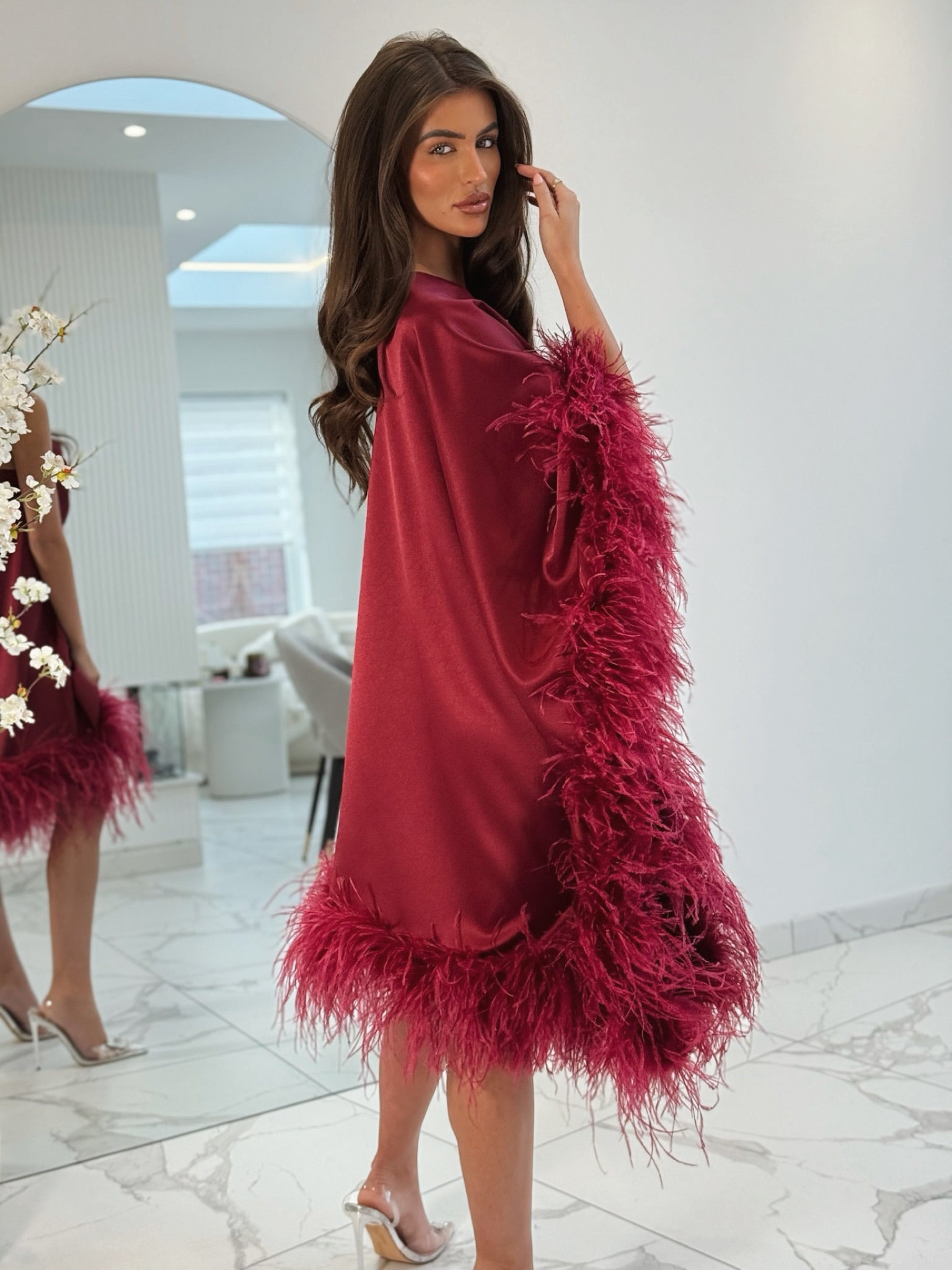 Capri Mini Dress Wine Satin