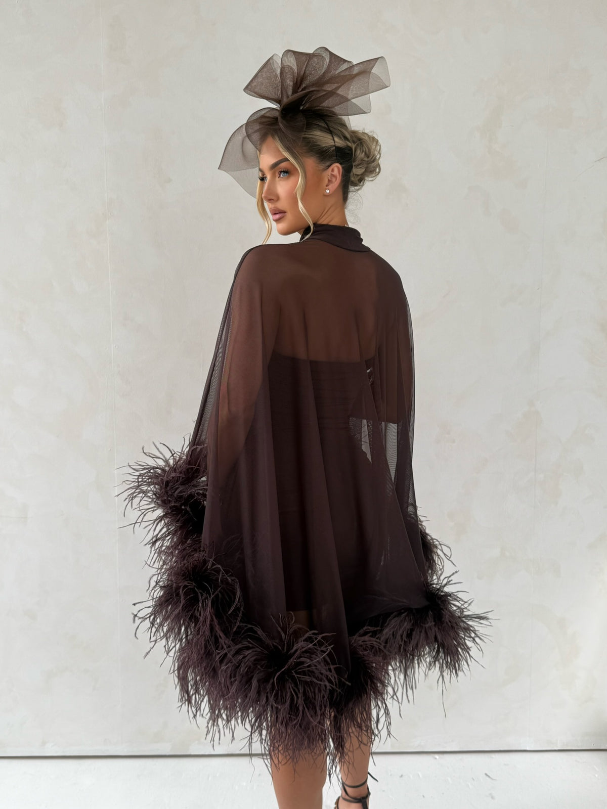 Cindy Cape Dress Two Piece Set Chocolate Brown